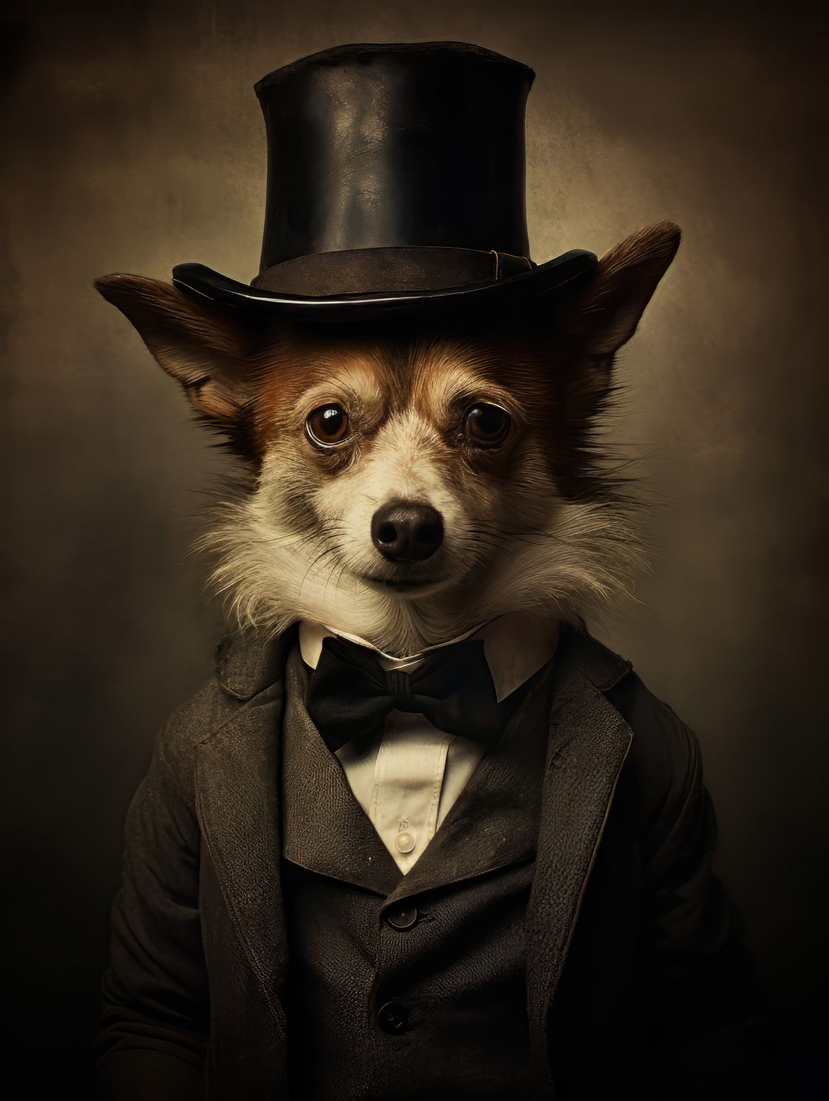 Poster - Elegant Hund i Hög Hatt