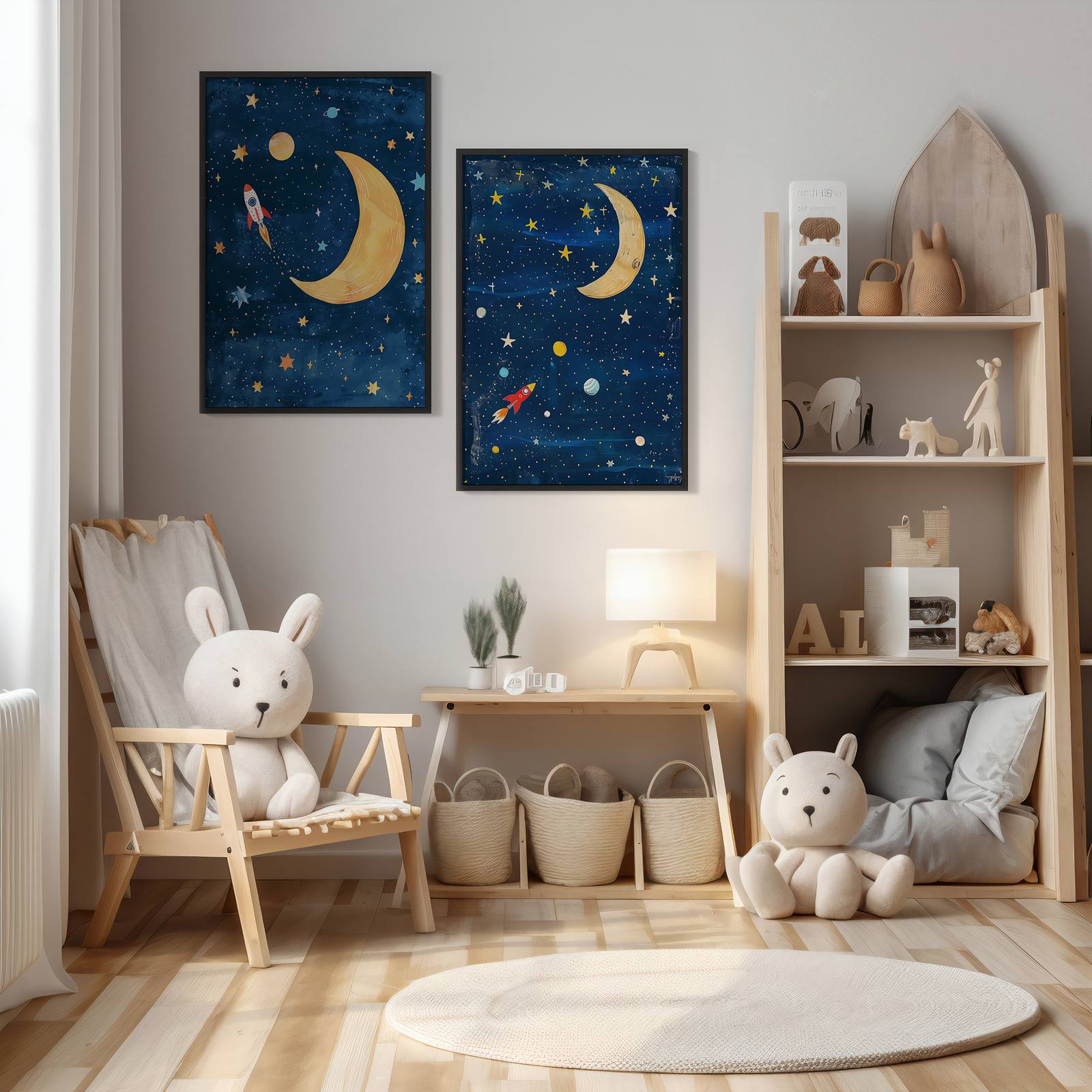 Poster - Månbelyst Rymdäventyr / Set om 2