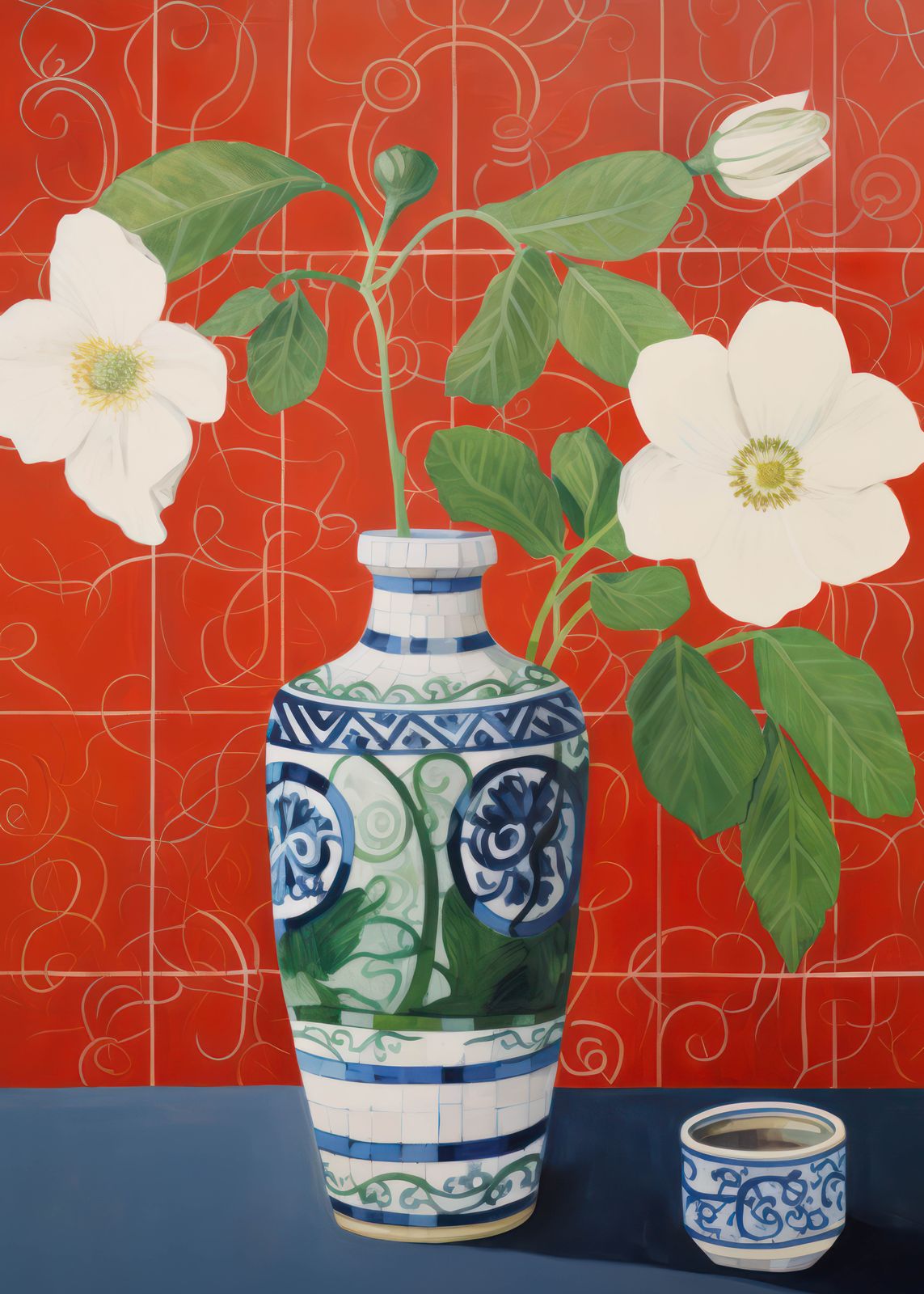 Poster - Orientalisk Vas med Blommor