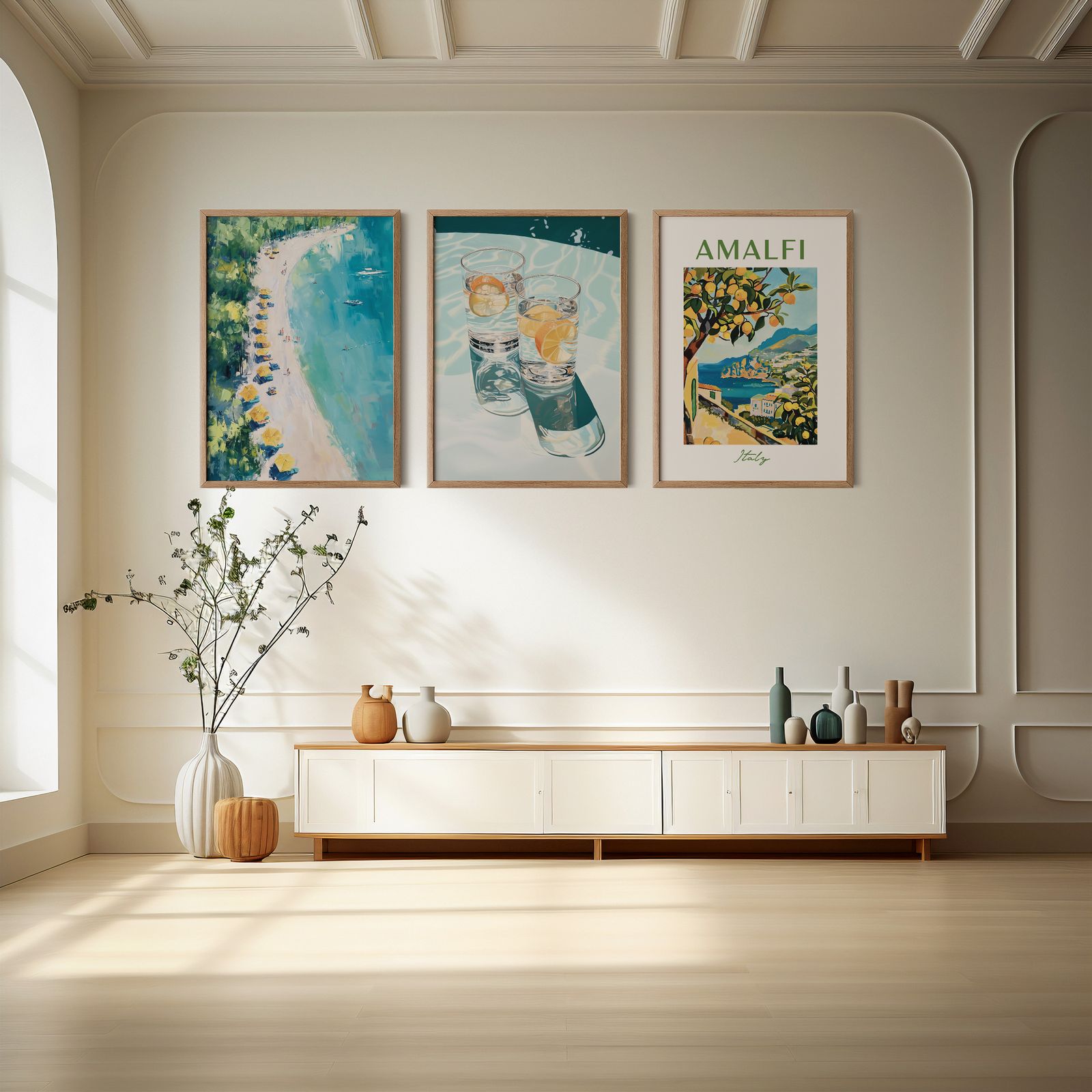 Poster - Strand och Citrus Reflektioner / Set av 3