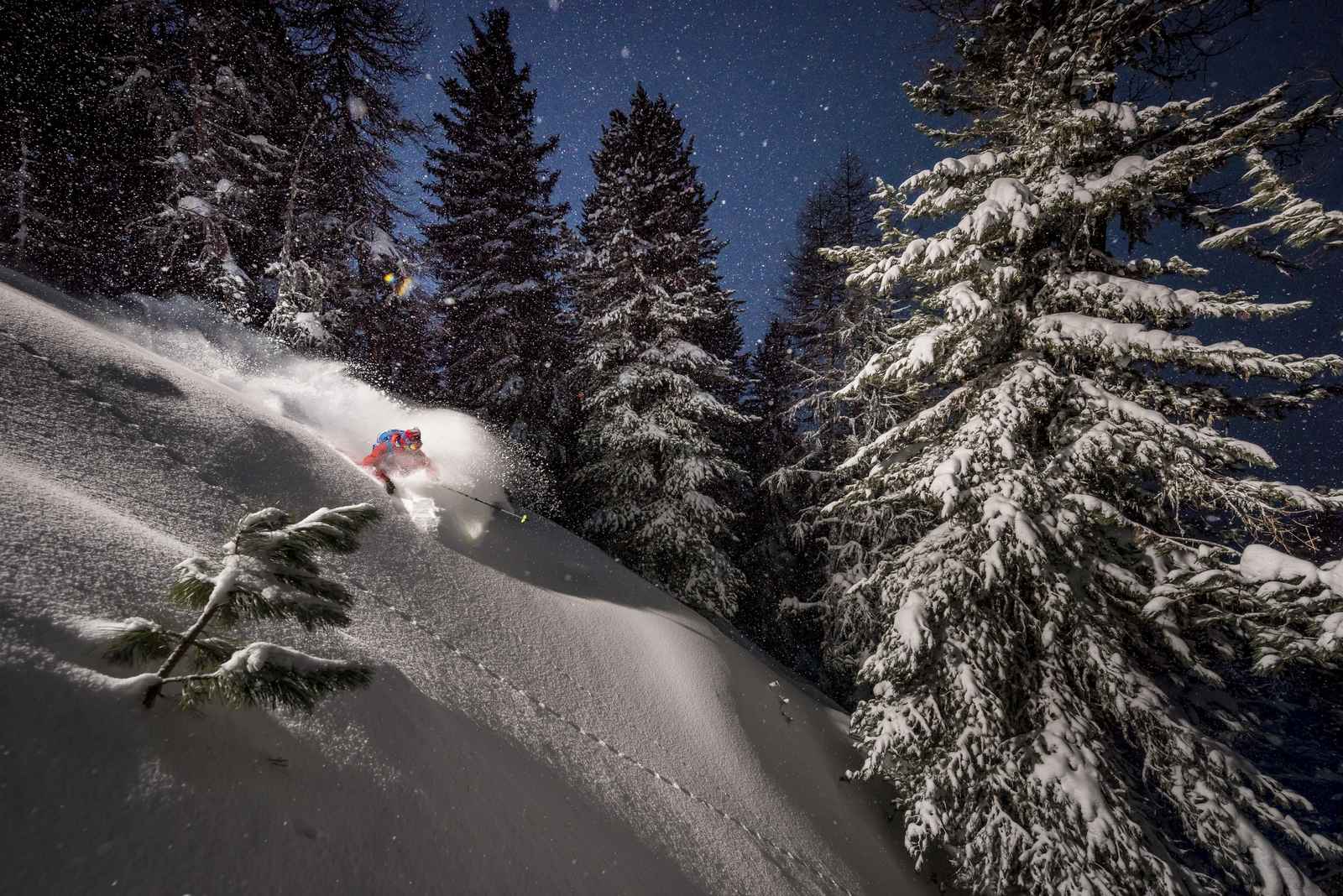Poster - Vinter Natt Skidåkning