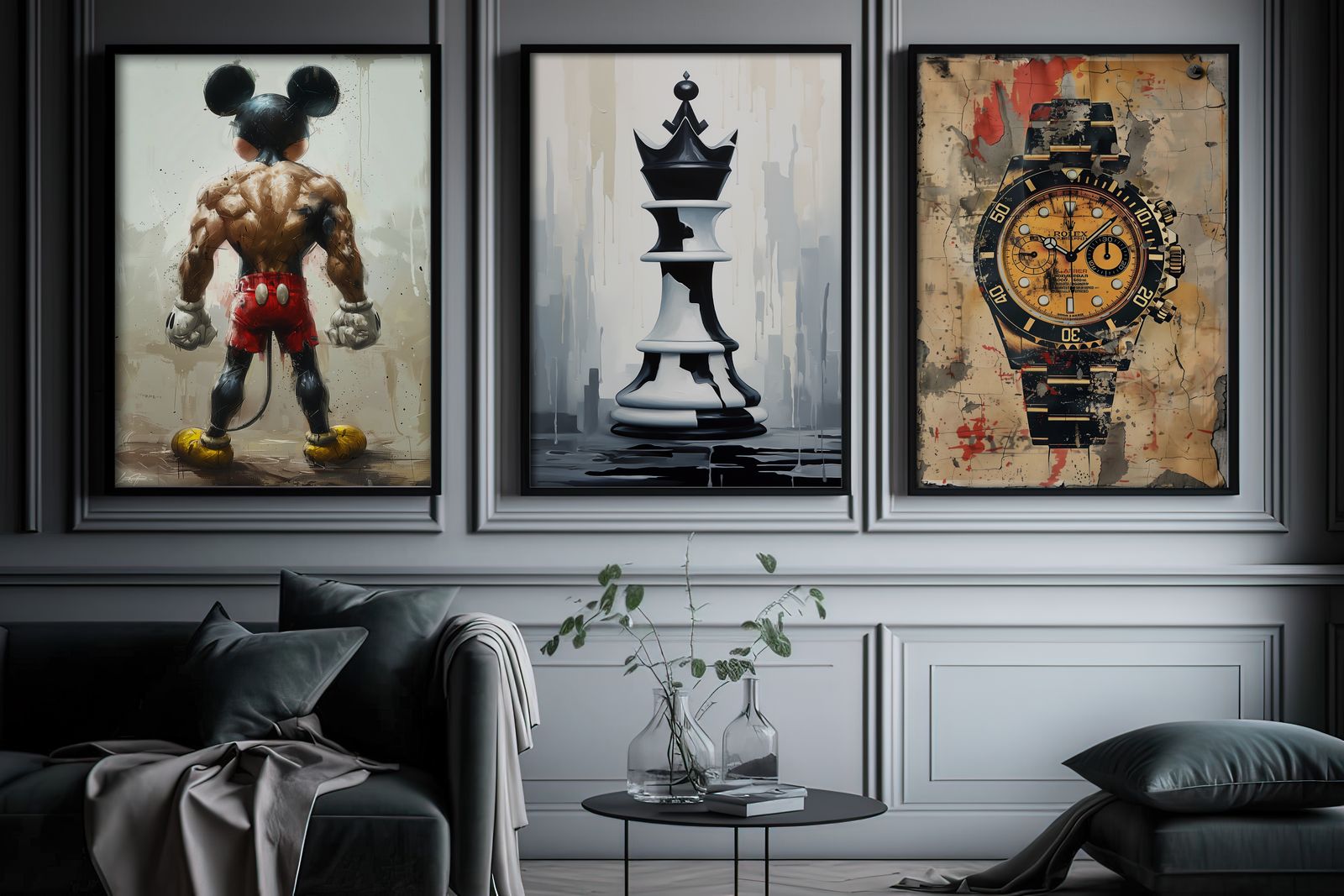 Poster - Musse, Schack och Klocka / Set om 3