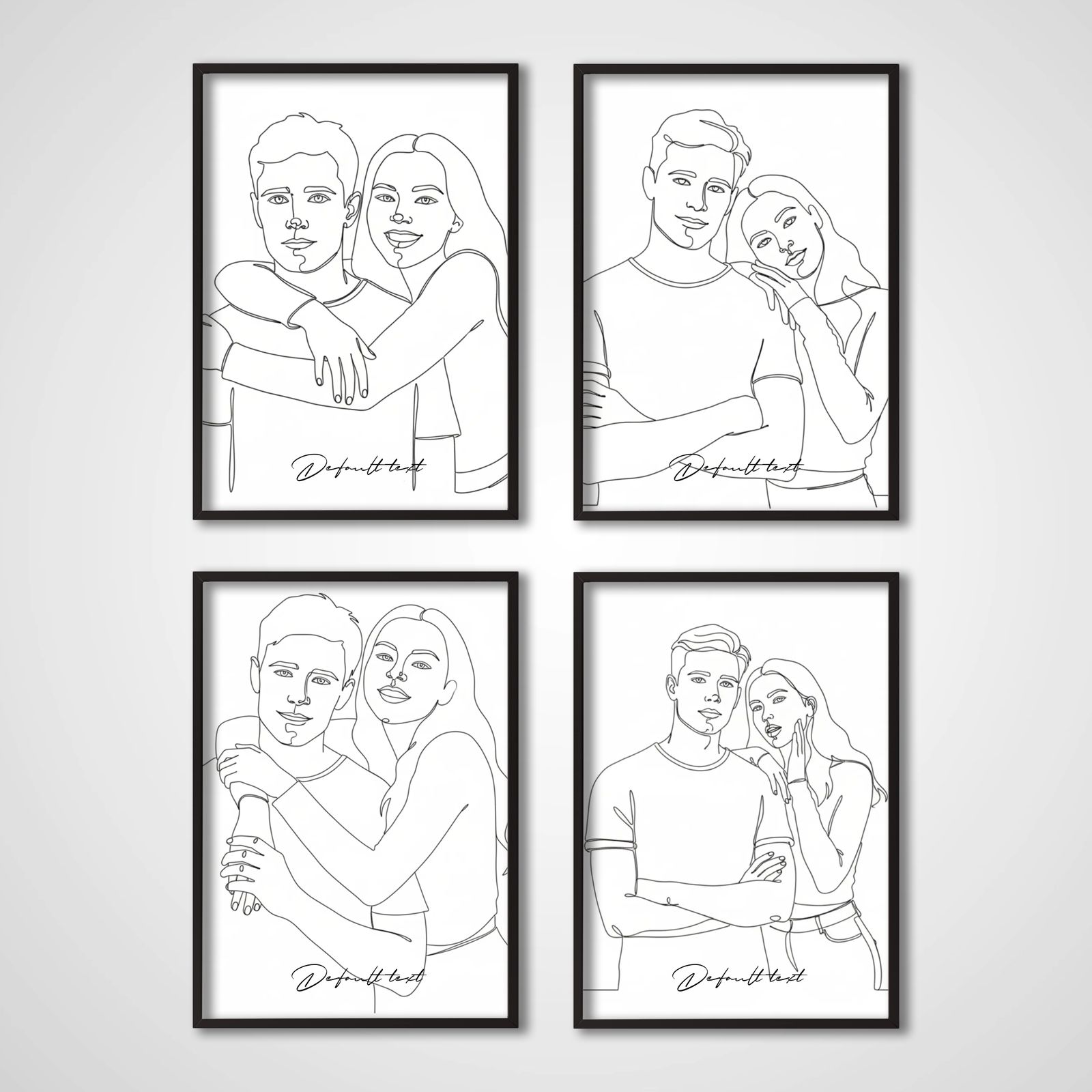 Personlig Poster - Enlinjekonst - Set om 4 - AI Poster