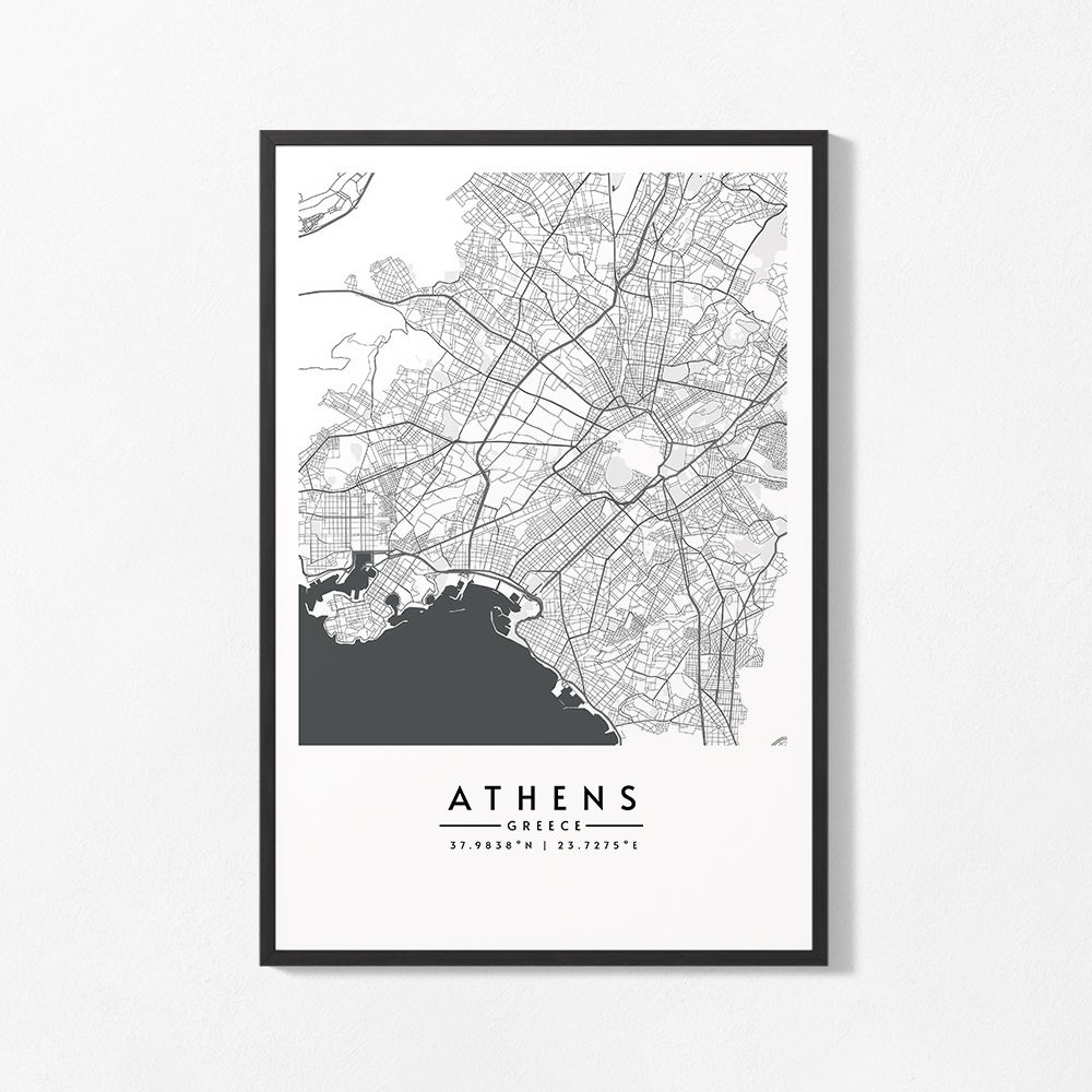 Poster - Karta över Aten