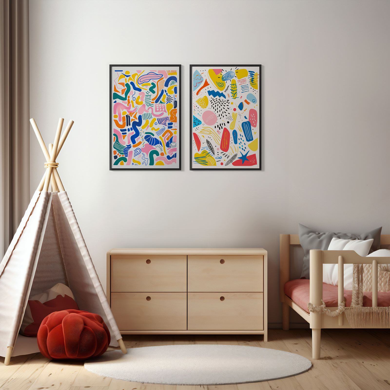 Poster - Färgglad Abstrakt Konst / Set av 2