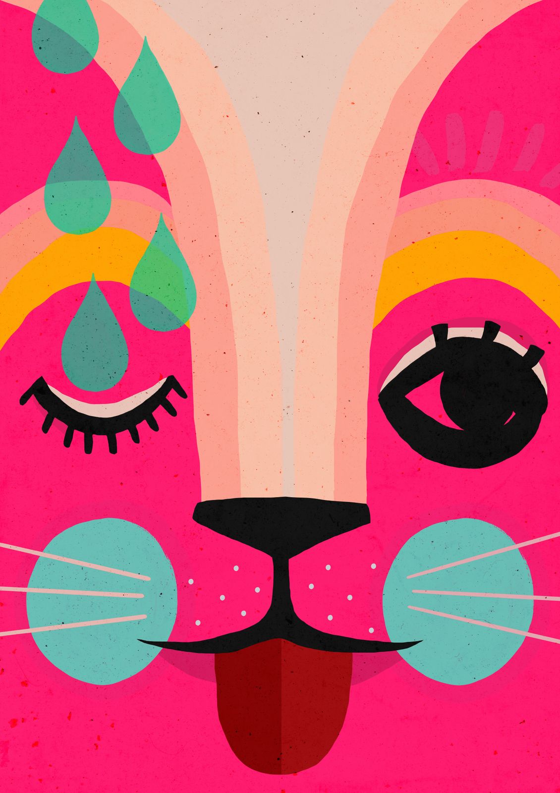 Poster - Färgglad Kattsikte