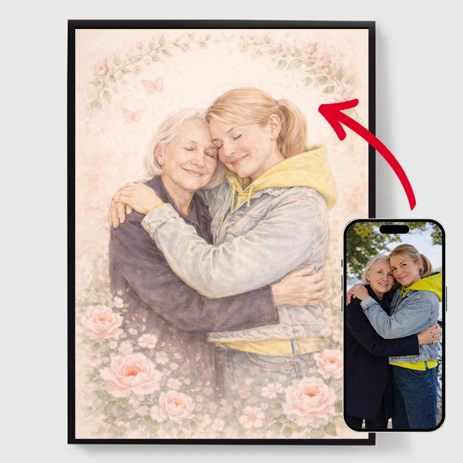 Personlig Poster - Mamma och Dotter Blommönster - AI Poster