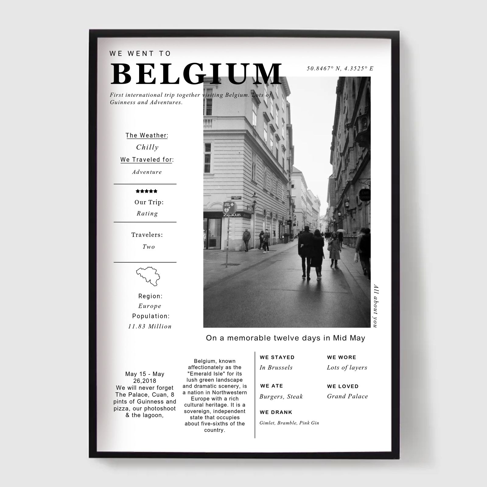 Personlig Poster - Anpassad Resetryck - BELGIEN