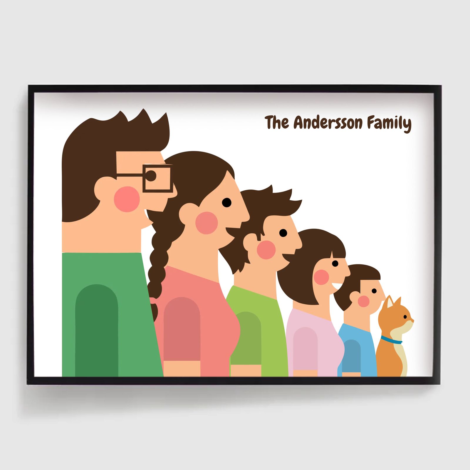 Personliga Posters - Modern Familjeillustration 3-6 Karaktärer
