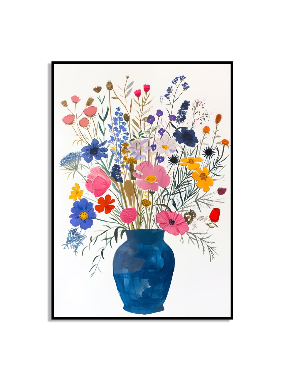 Färgglada Blommor i Blå Vas Poster