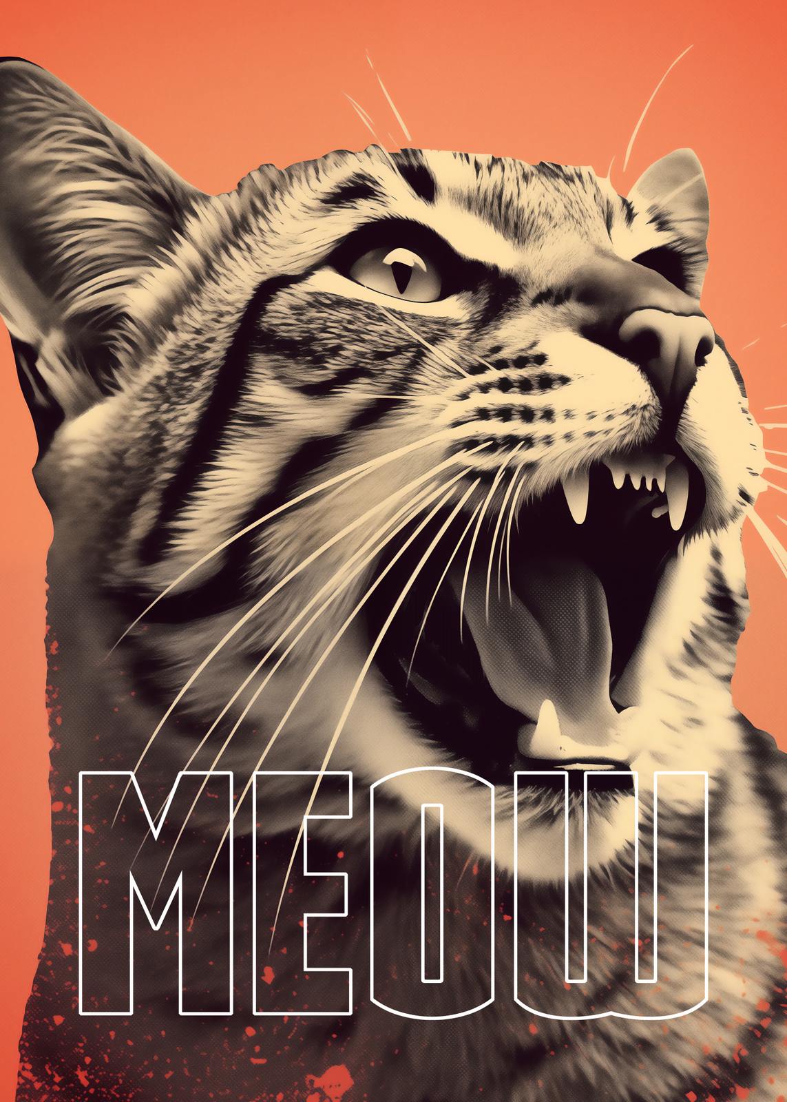 Poster - Fräsande Katt Meow