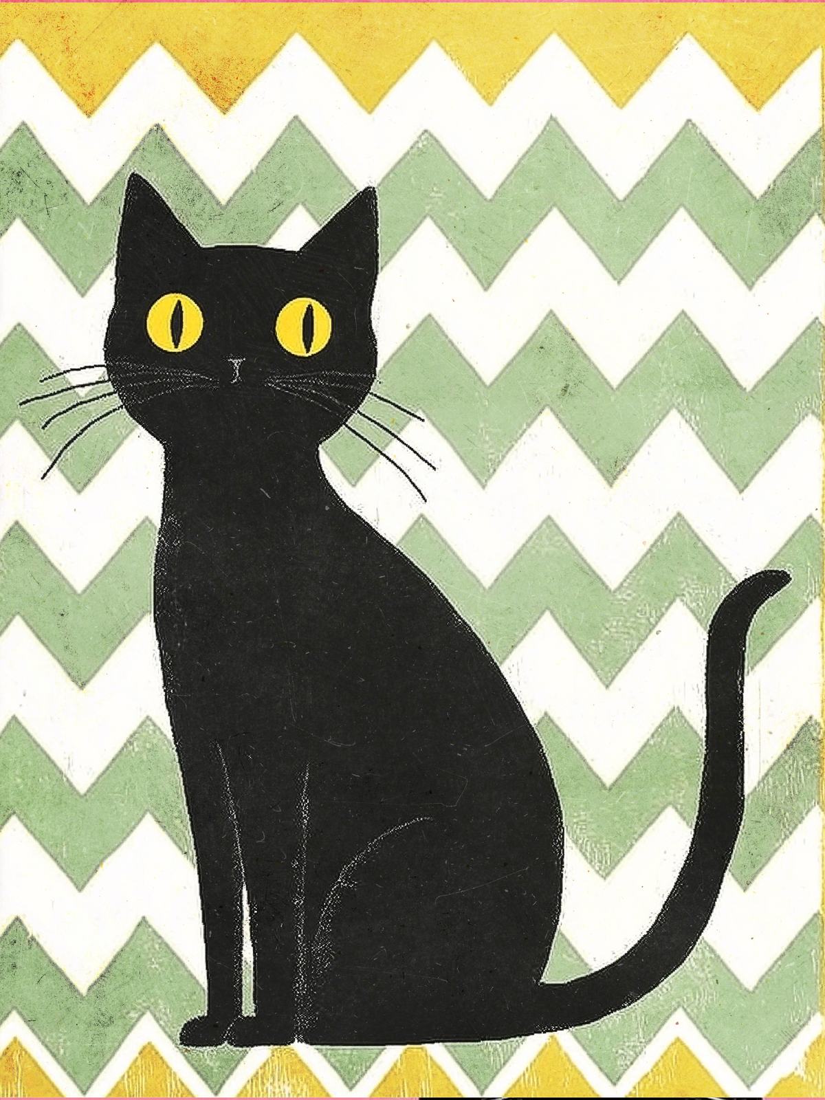 Poster - Svart Katt på Zigzag