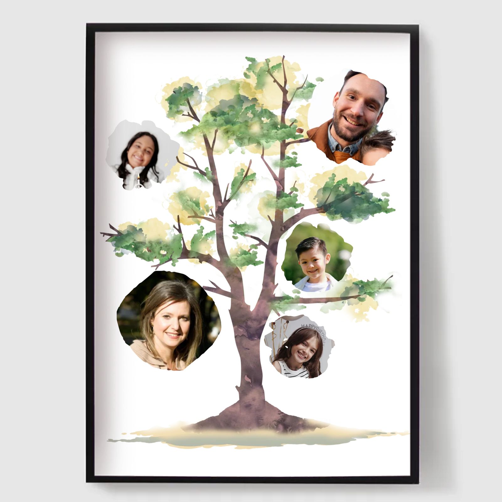 Personlig Poster - Akvarellfamiljeträd