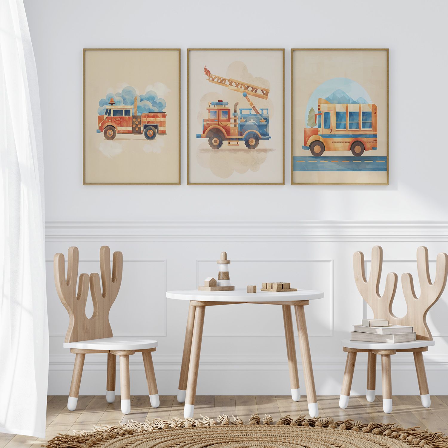 Poster - Färgglada lastbilar / set av 3