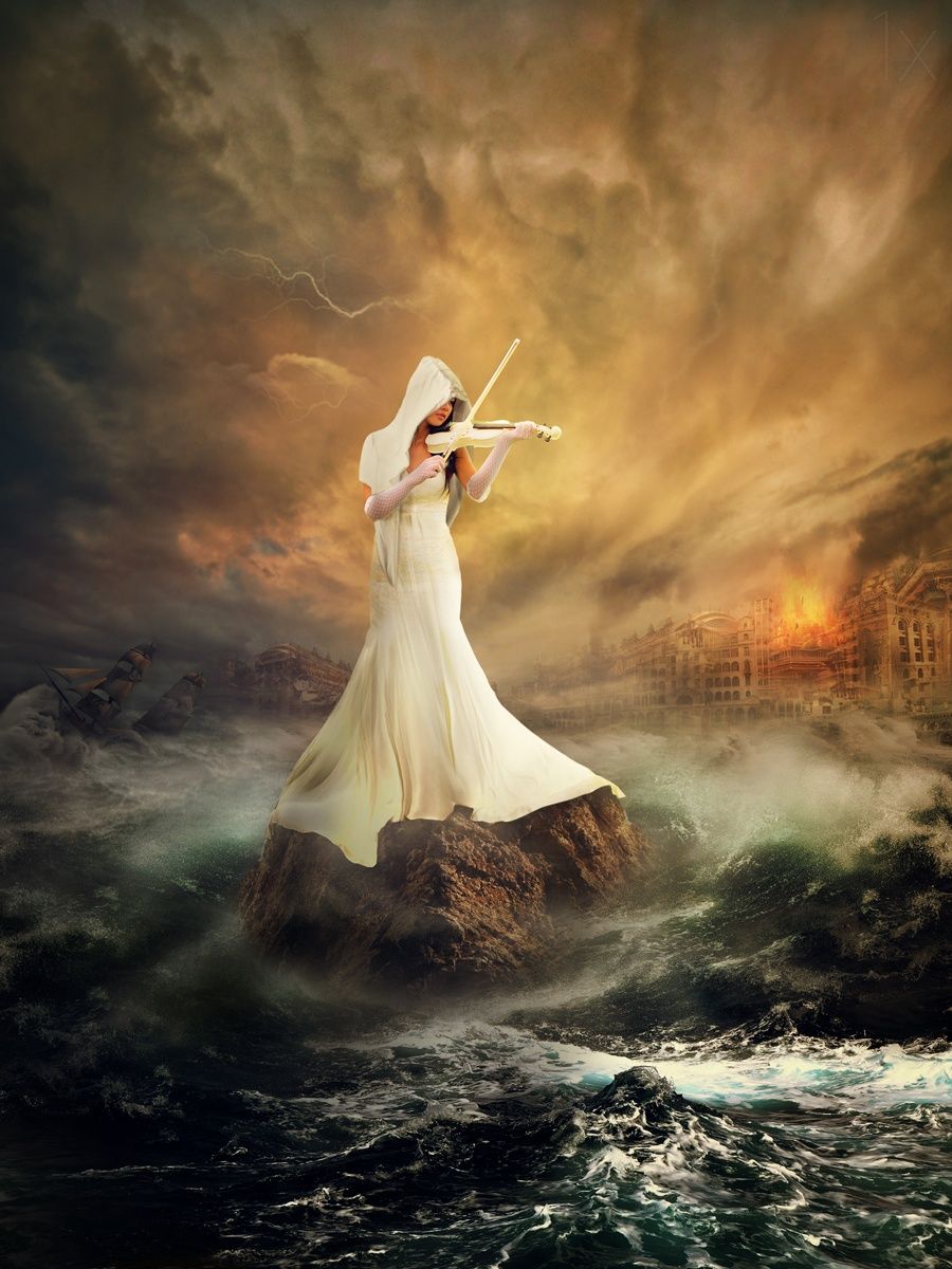 Poster - Violinist in the Storm