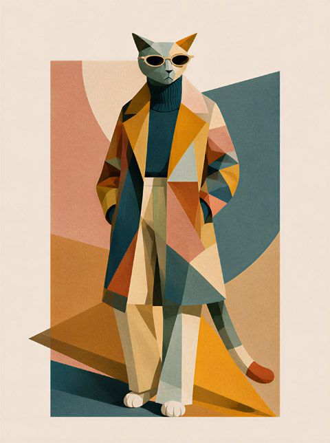 Poster - Stilig Geometrisk Katt