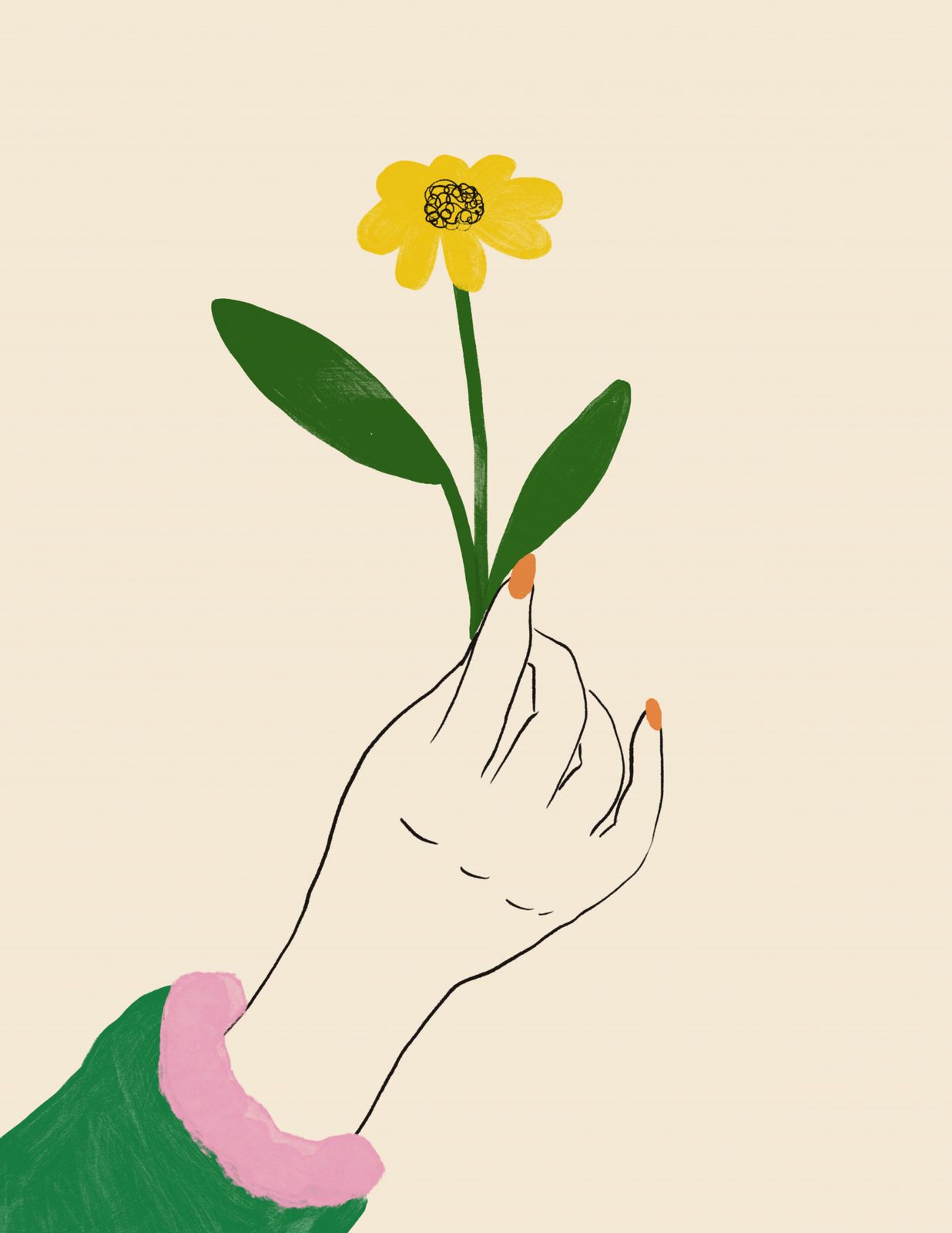 Poster - Hand med blomma
