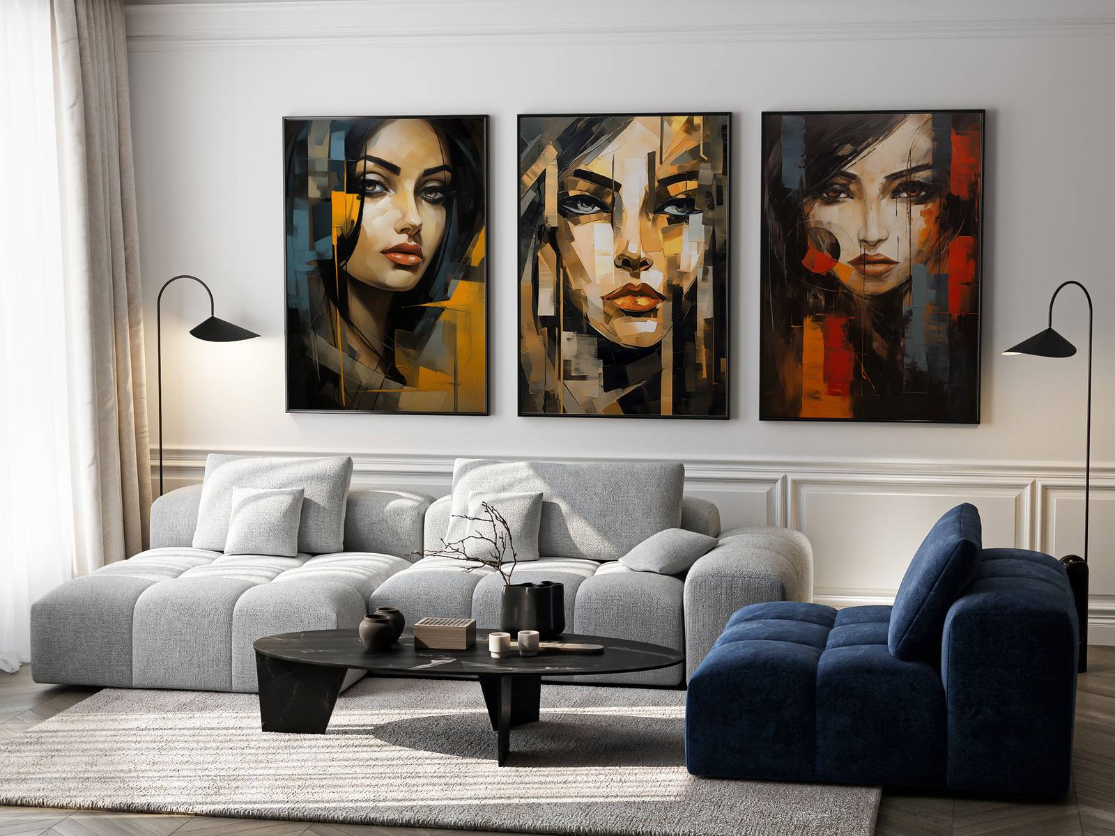 Poster - Abstrakta Ansikten / Set av 3