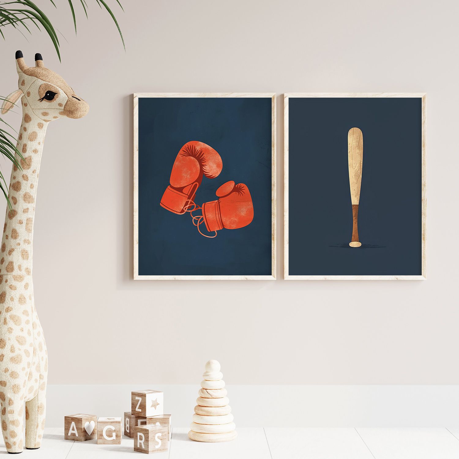 Poster - Basebollträ och Boxhandskar / Set av 2