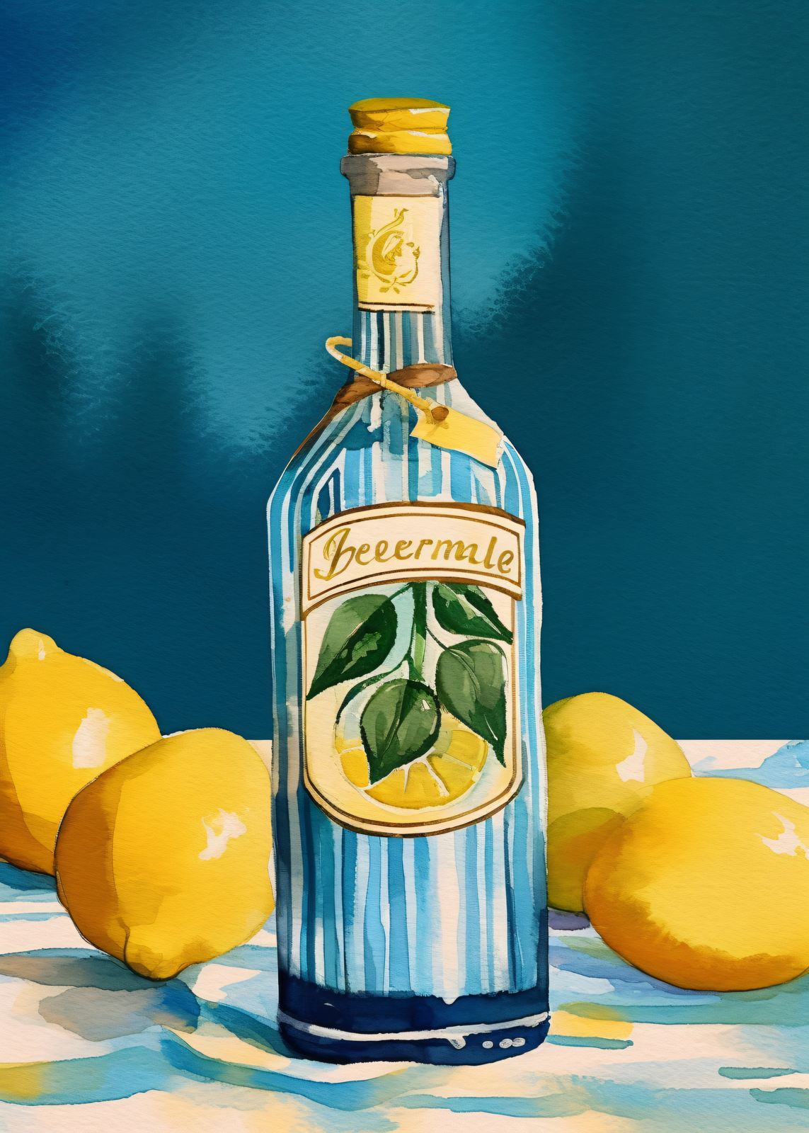 Poster - Beermuleflaska och citroner