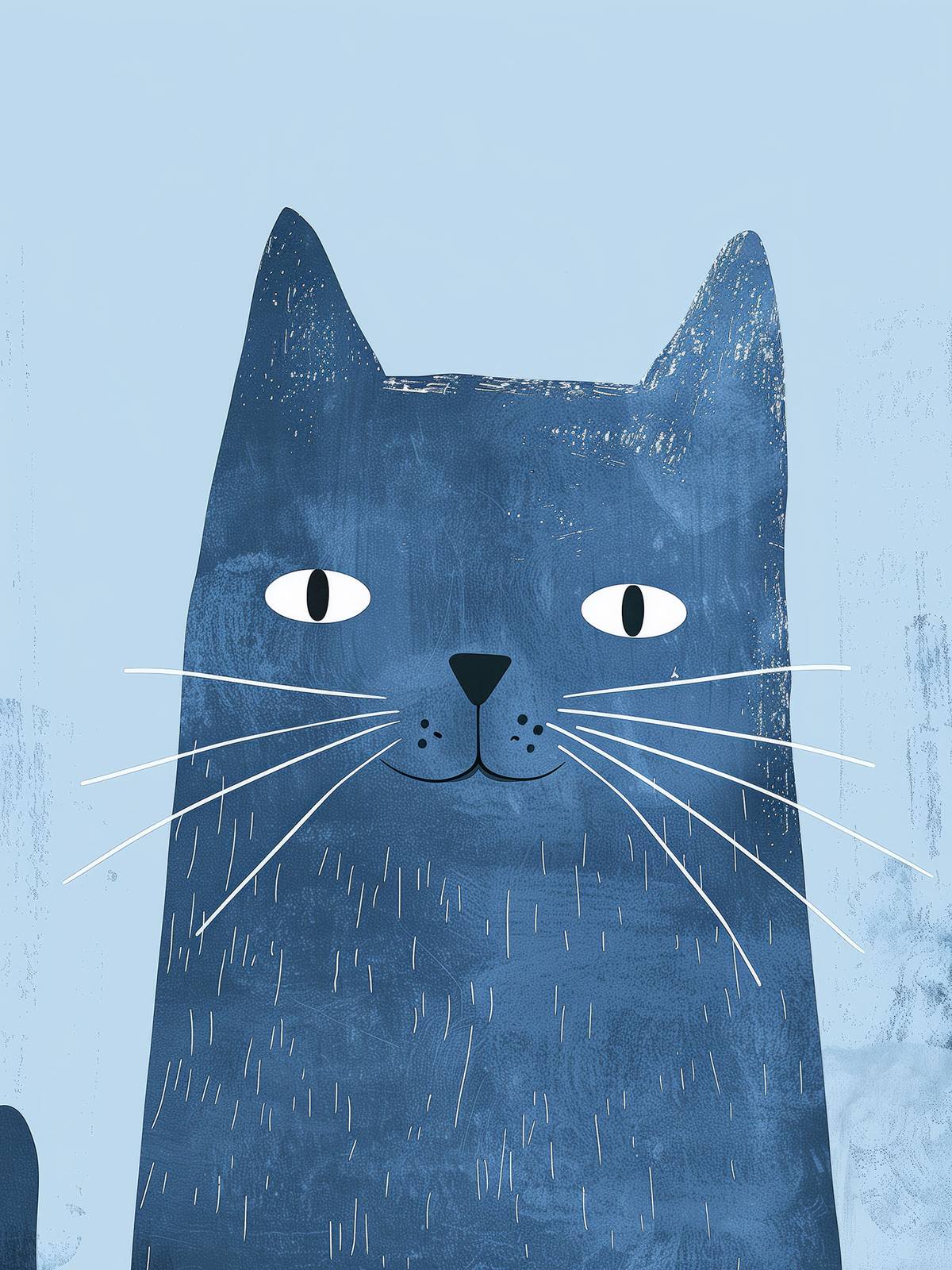 Poster - Blå Katt Illustration