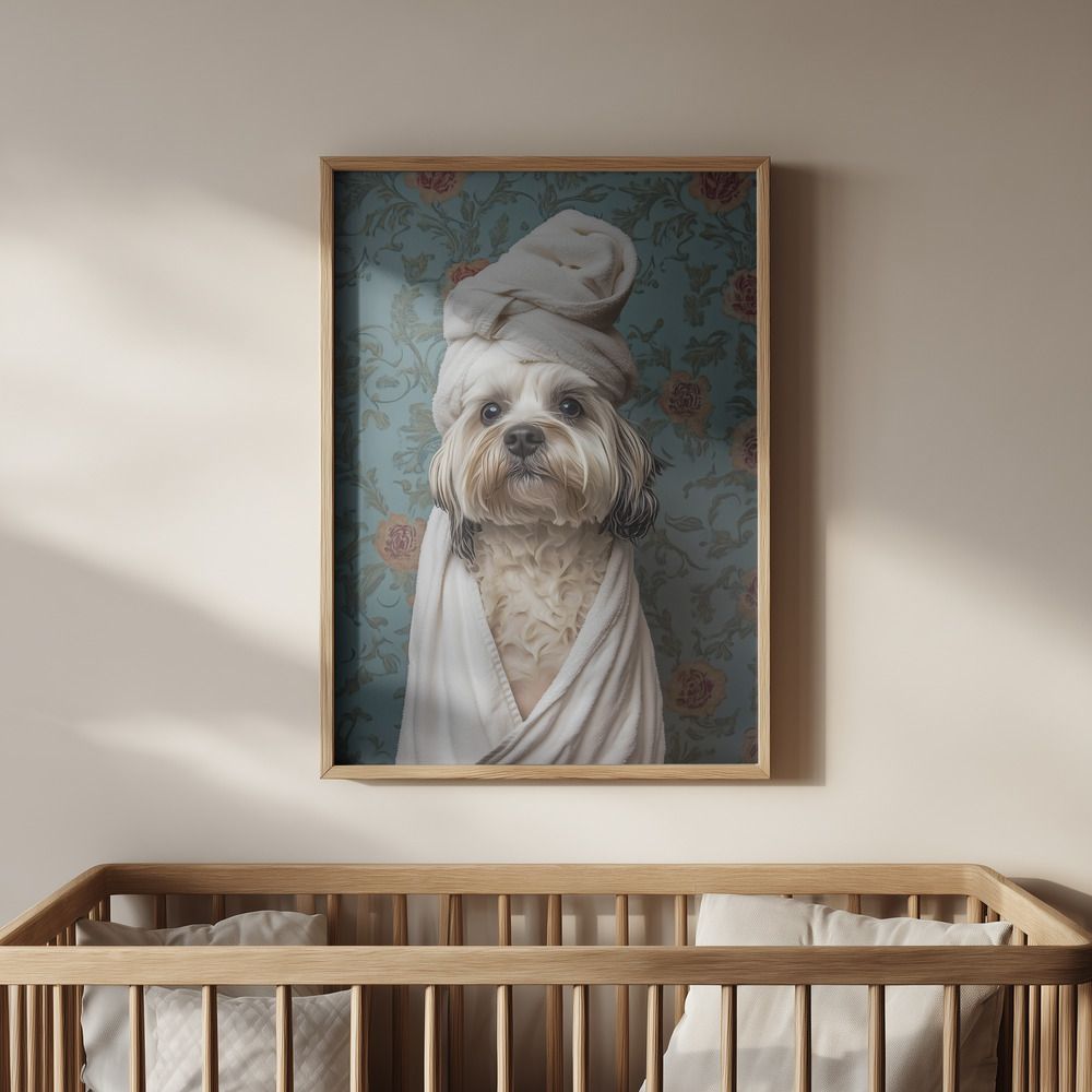 Poster - Hund med handduk