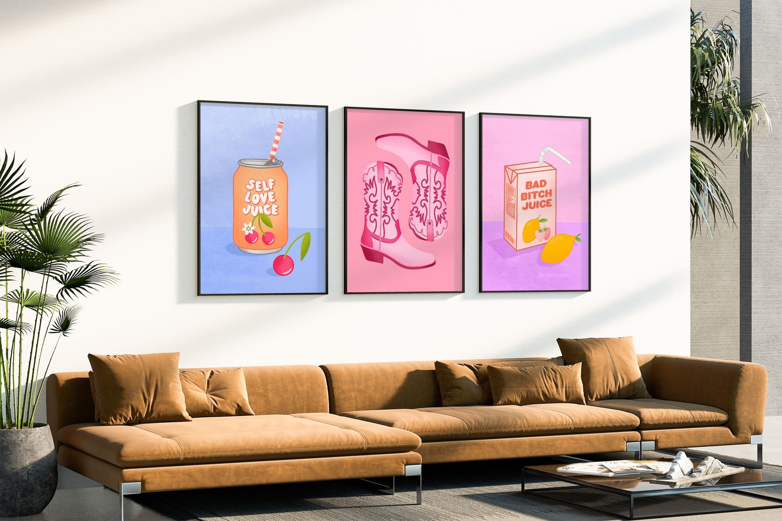 Poster - Självkärleksjuice och Cowgirl-stövlar / Set om 3