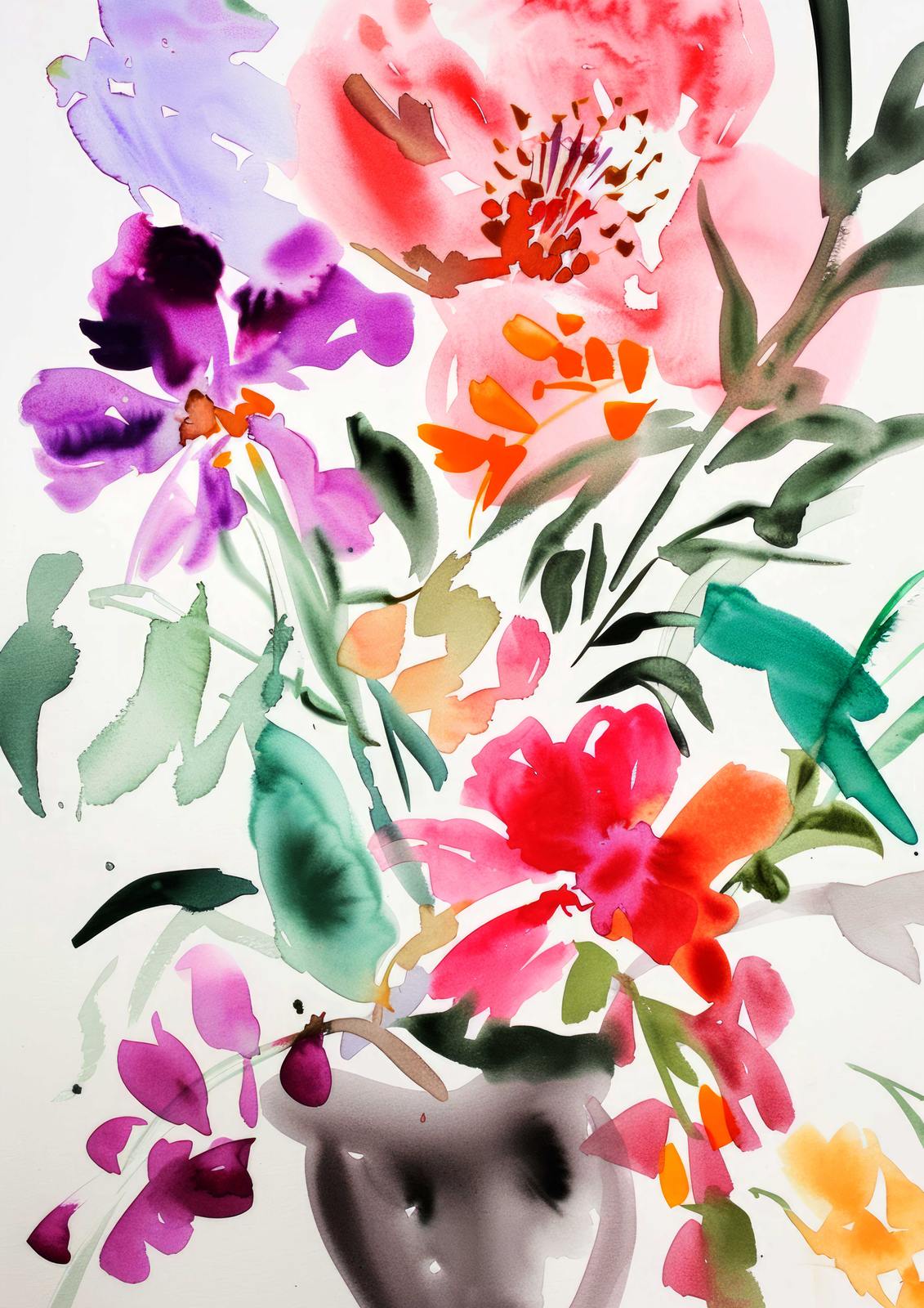 Poster - Blommigt Akvarellkonst