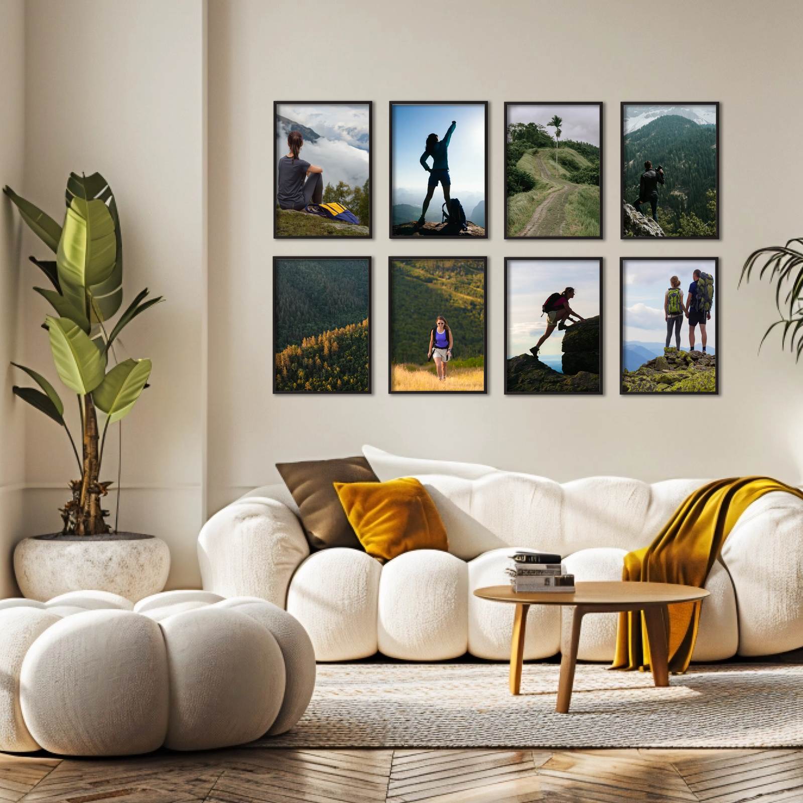 Galleri­vägg – Ladda upp foto – 8 affischer med ramar