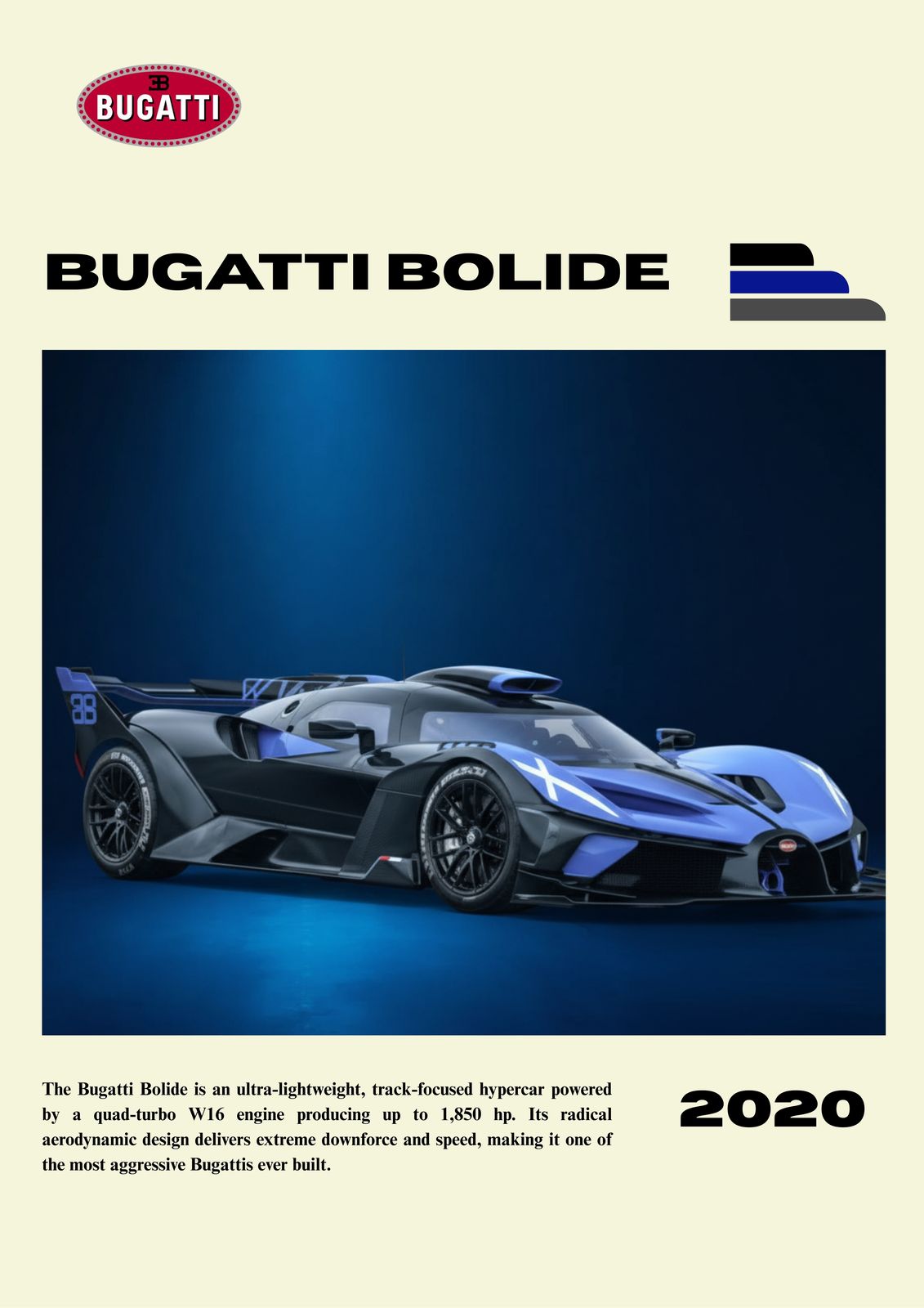 Poster - Bugatti Bolide och Fler / Set av 3
