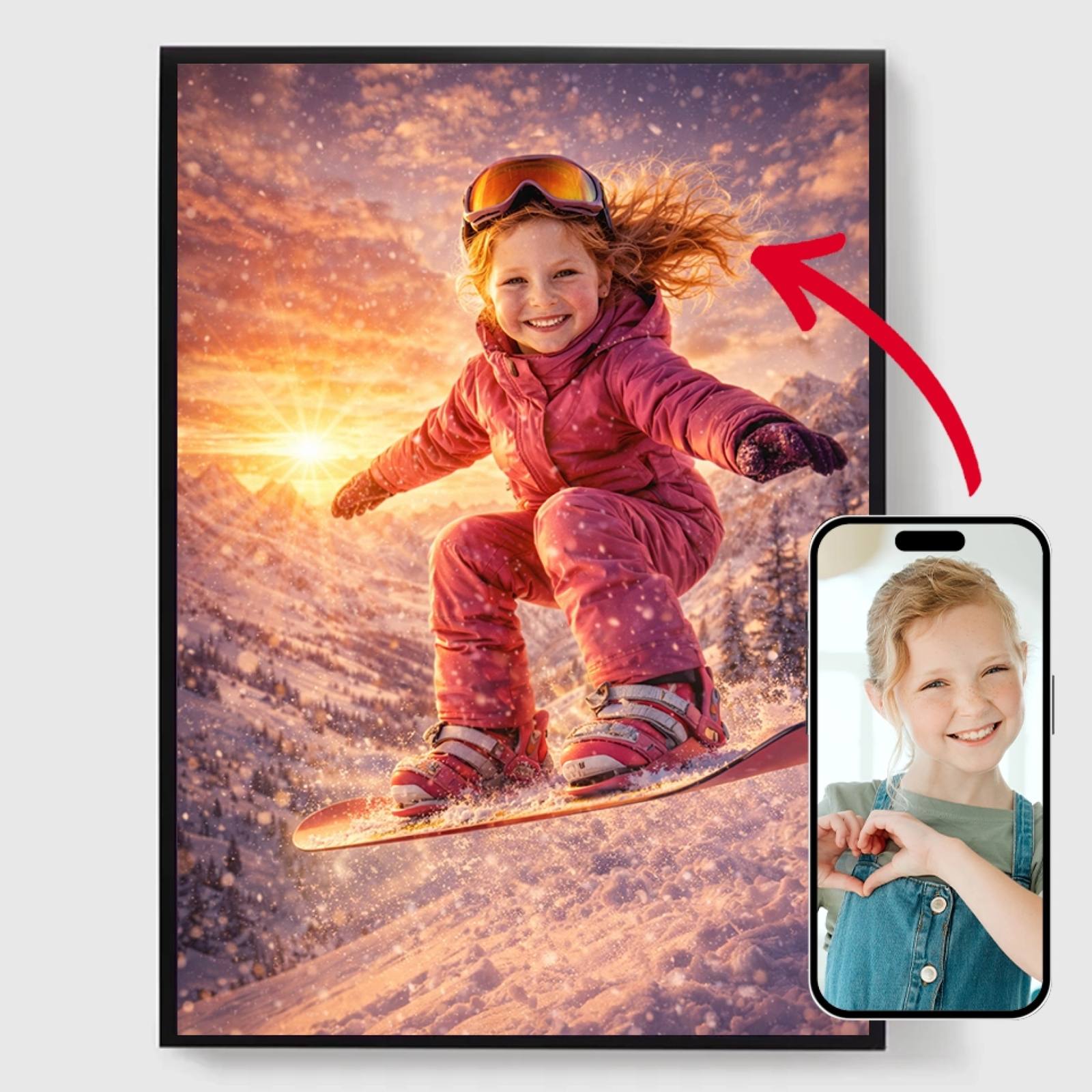 Personlig Poster - Barn Snowboardåkare - AI Poster