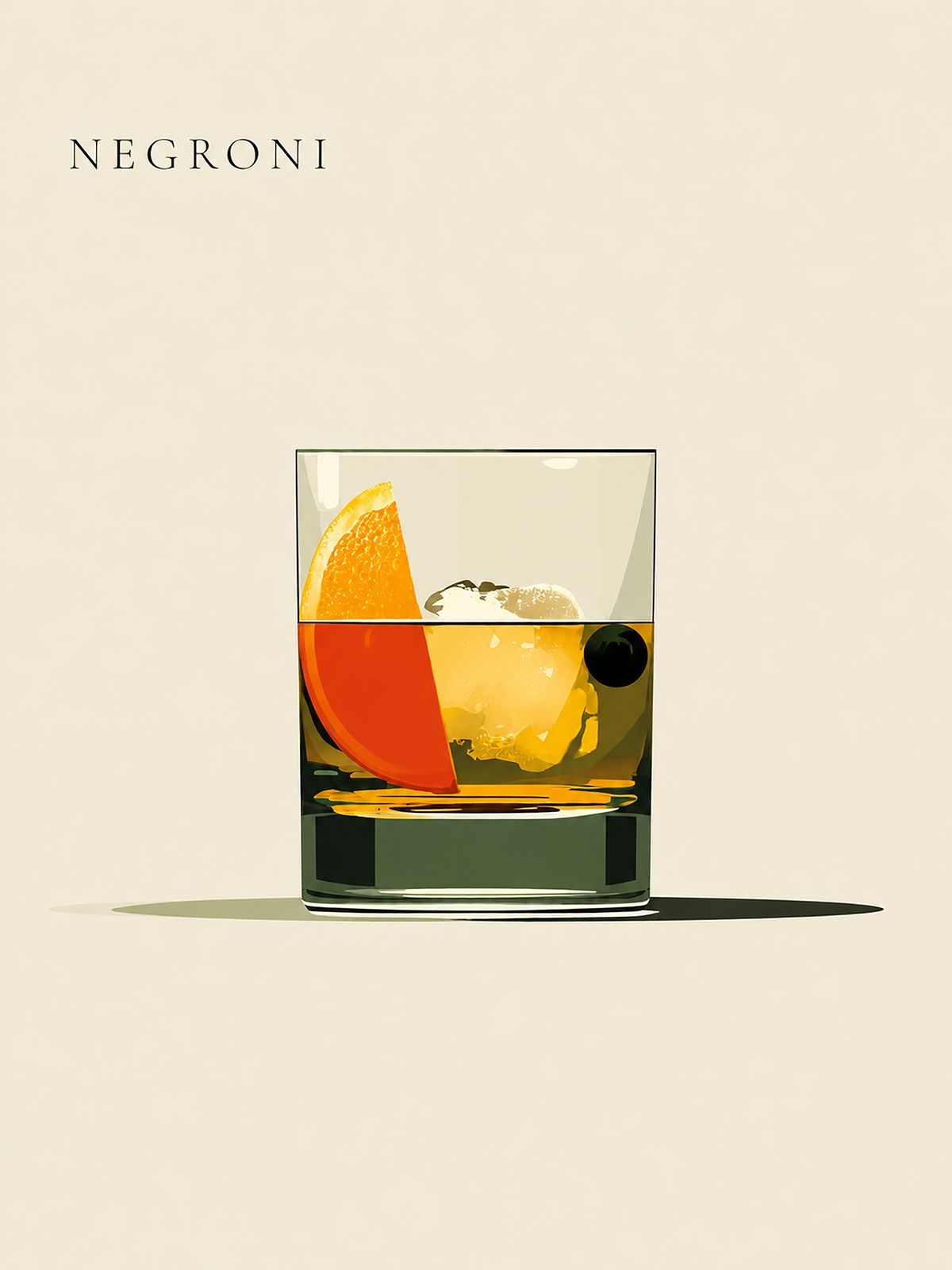 Poster - Negroni Cocktail Illustration