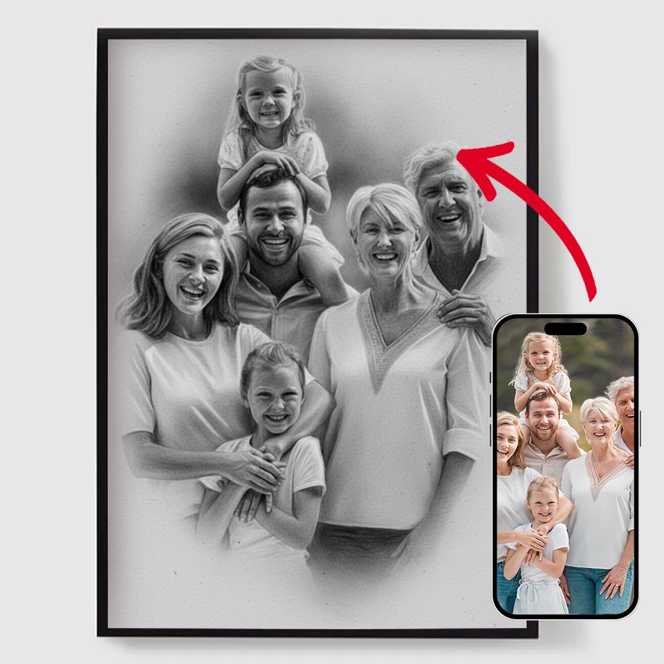 Personlig Poster - Handritad Kolteckning - AI Poster