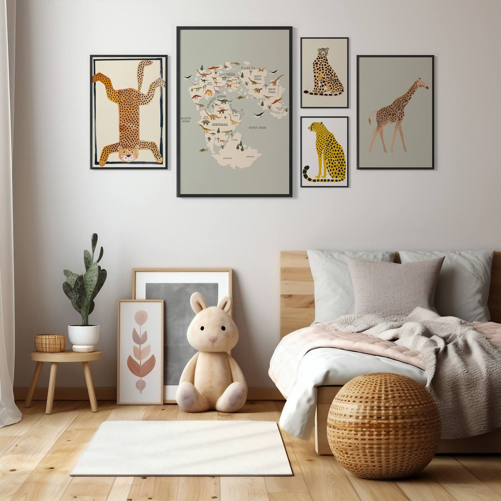 Poster - Djurkonstsamling / Set om 5