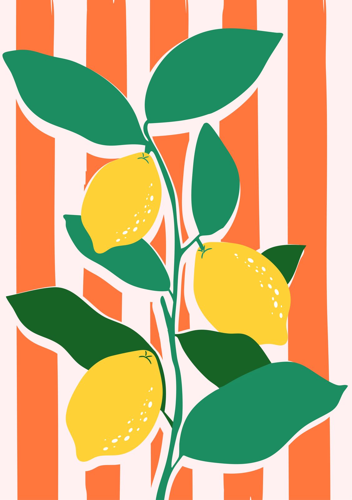 Poster - Citroner med Orange Ränder