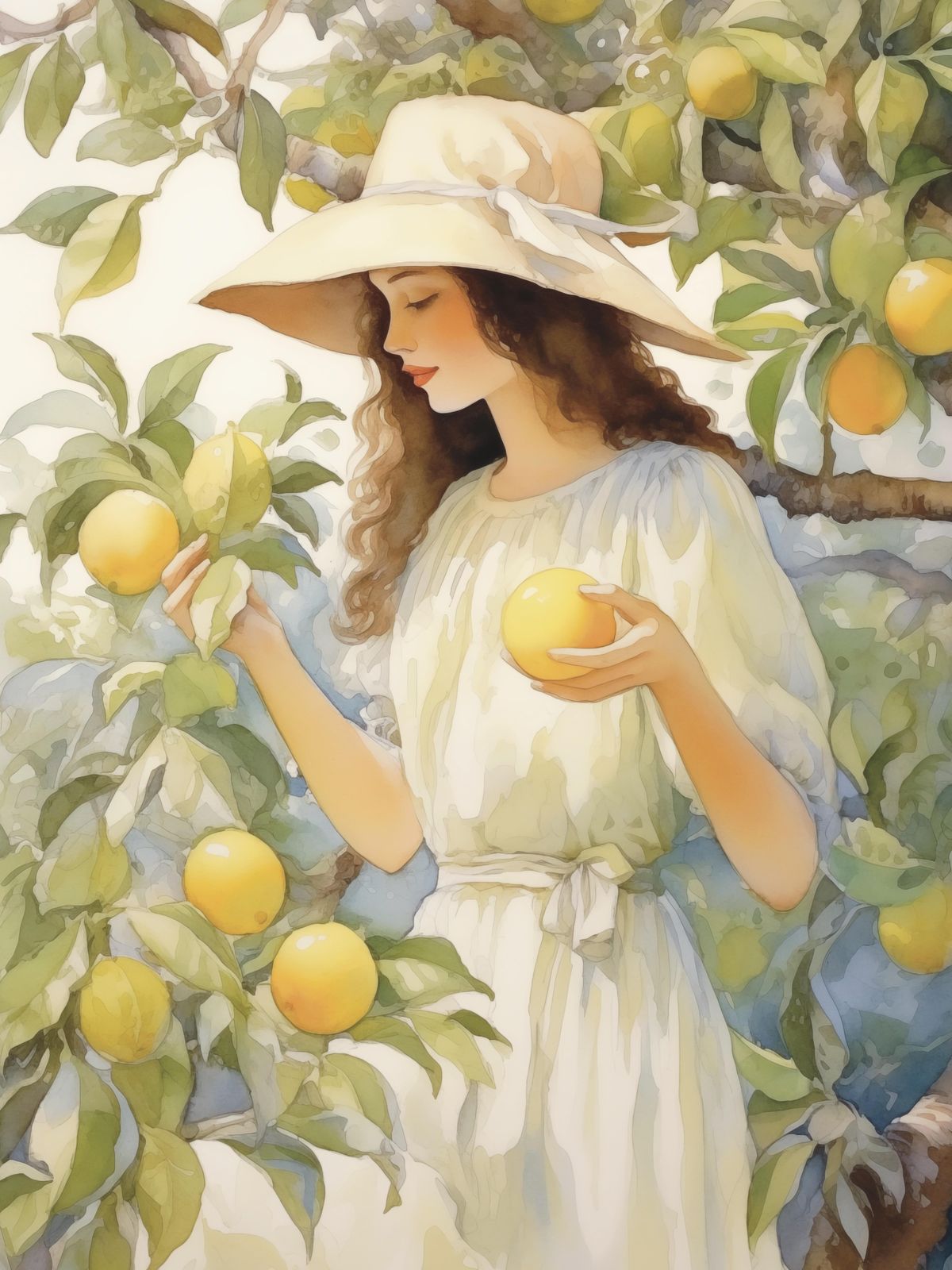 Poster - Dam med citroner