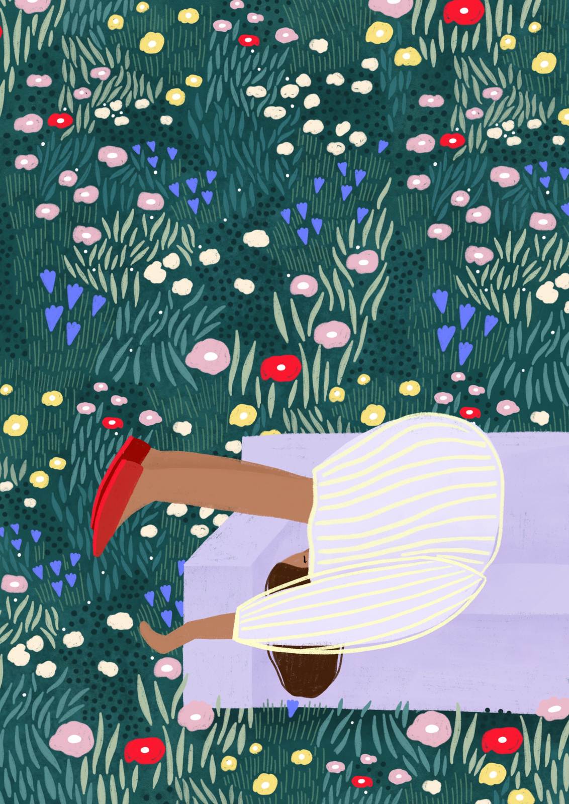 Poster - Flicka i blomsterfält