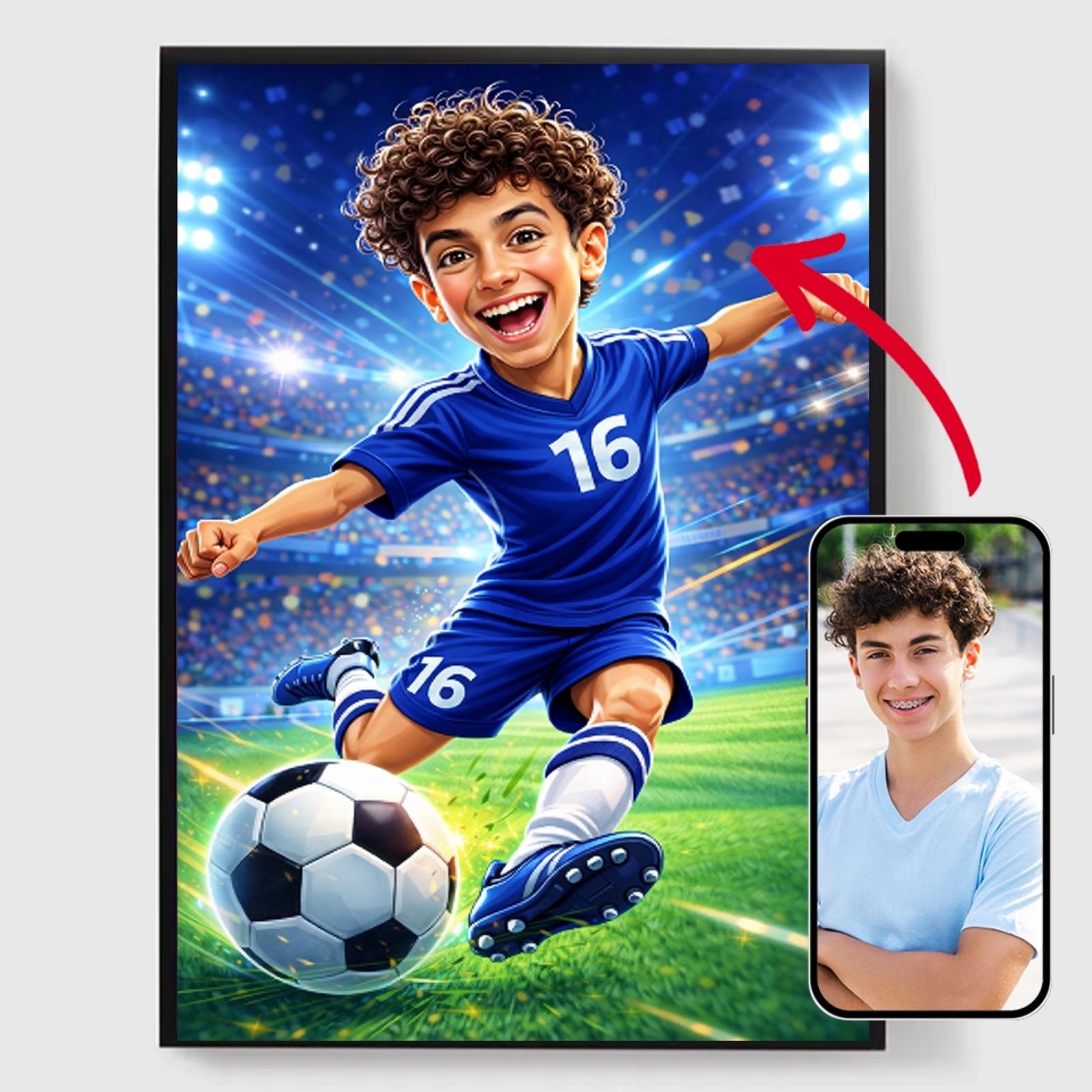 Personlig Poster - Rolig Fotbollstecknad - AI Poster