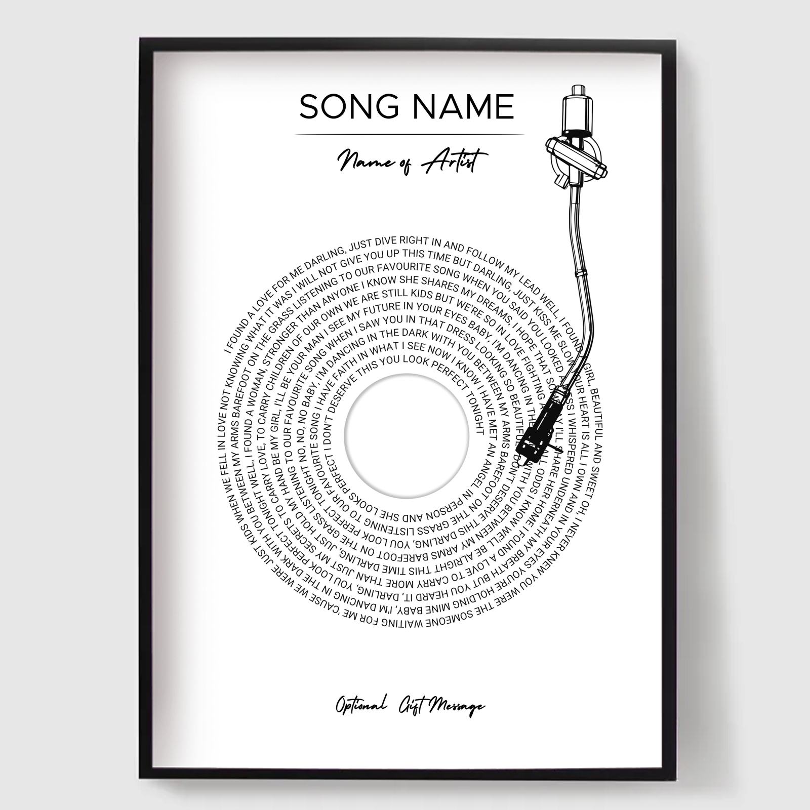 Personlig Poster - Anpassad Vinyl Patentritning Sångtexter