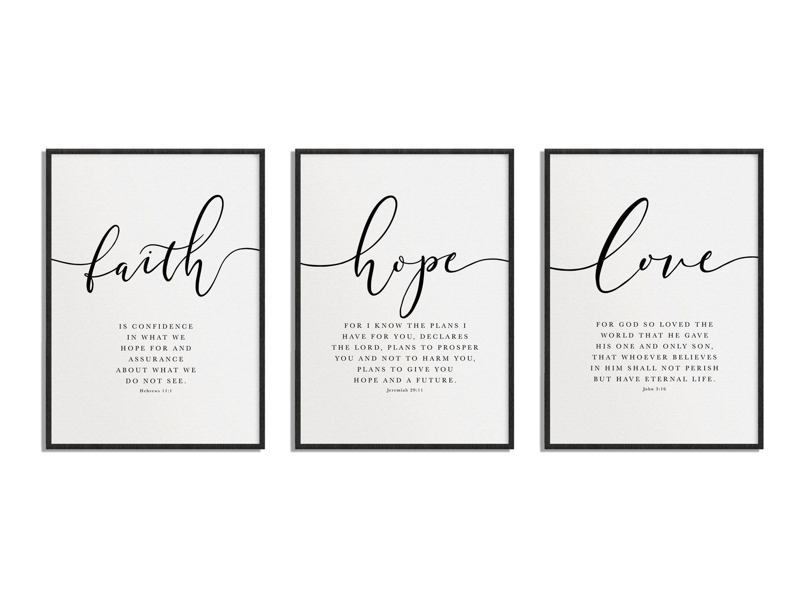 Faith Hope Love Affisch Set - Set om 3