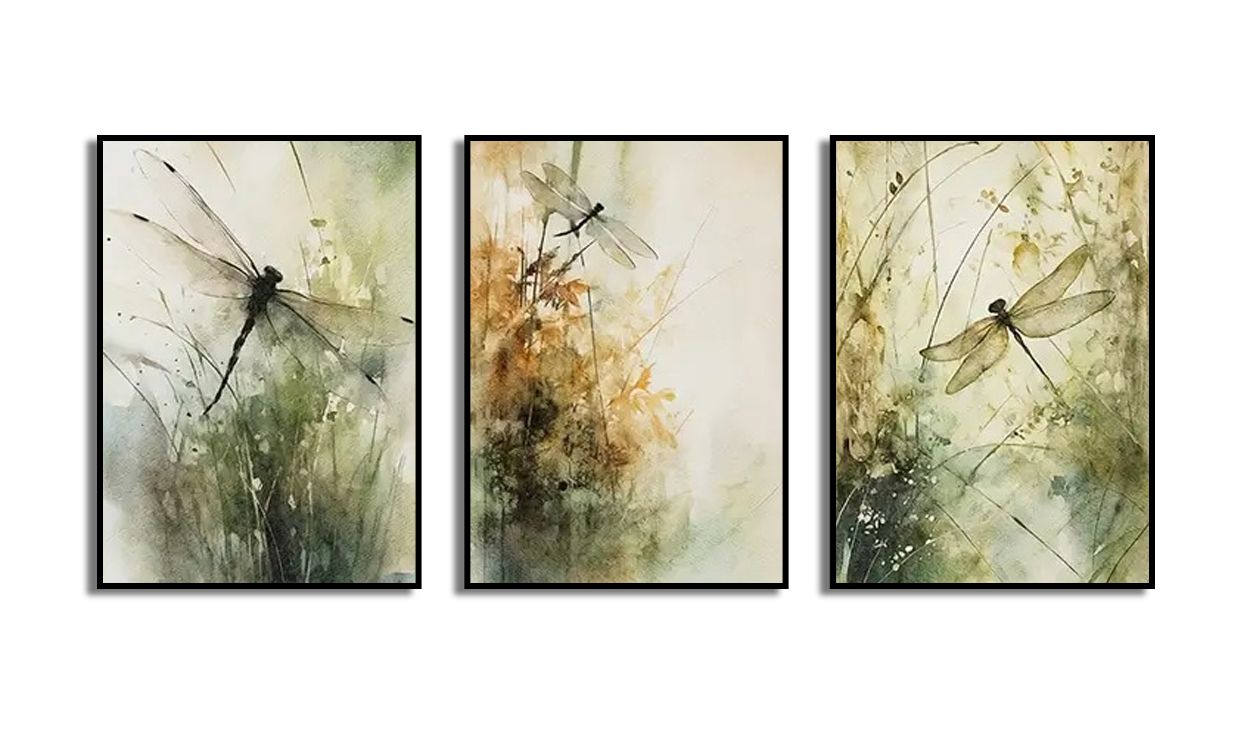 Trollsländor Natur Väggposter - Set om 3