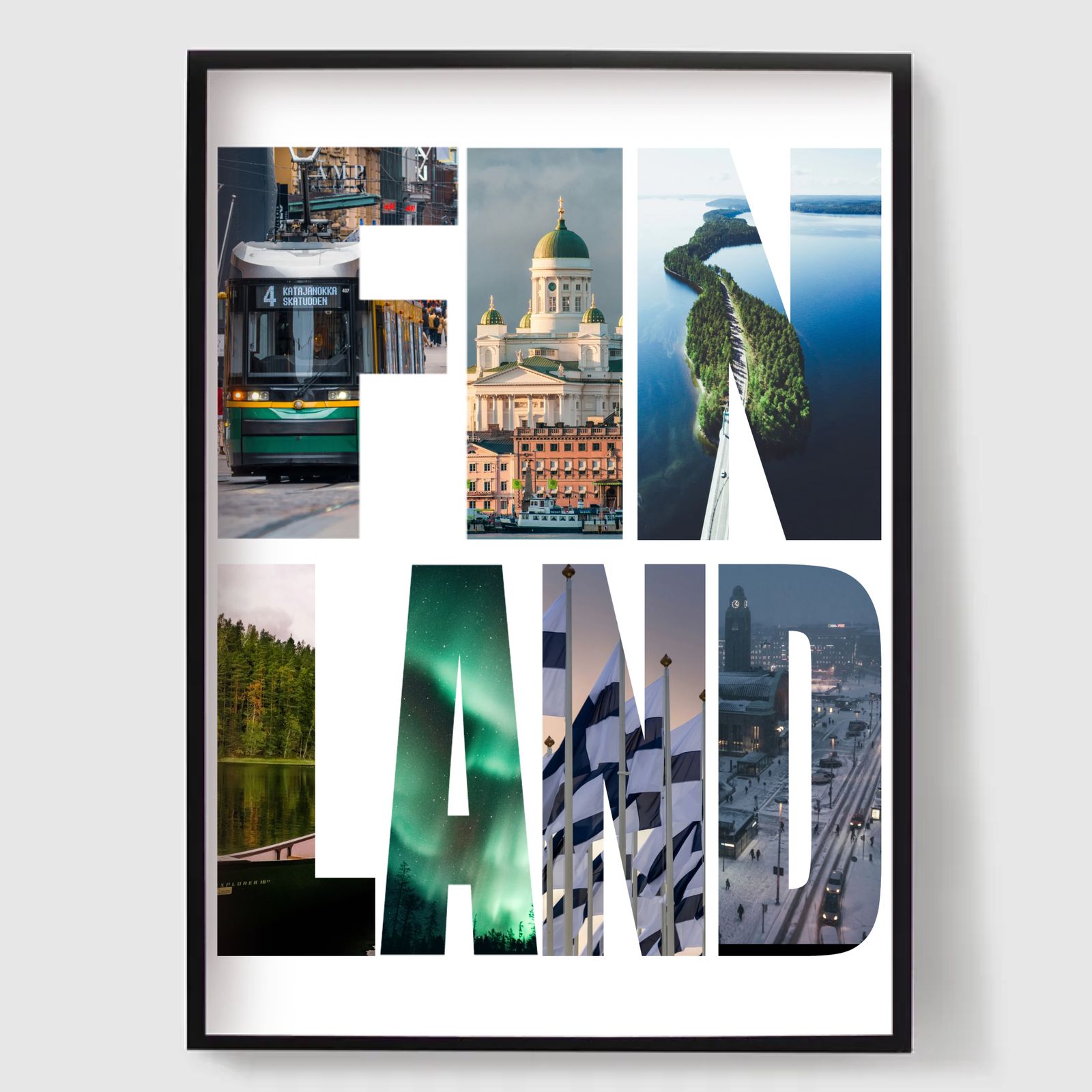 Personlig Poster - Destinationsnamn Fotouppladdning - Finland