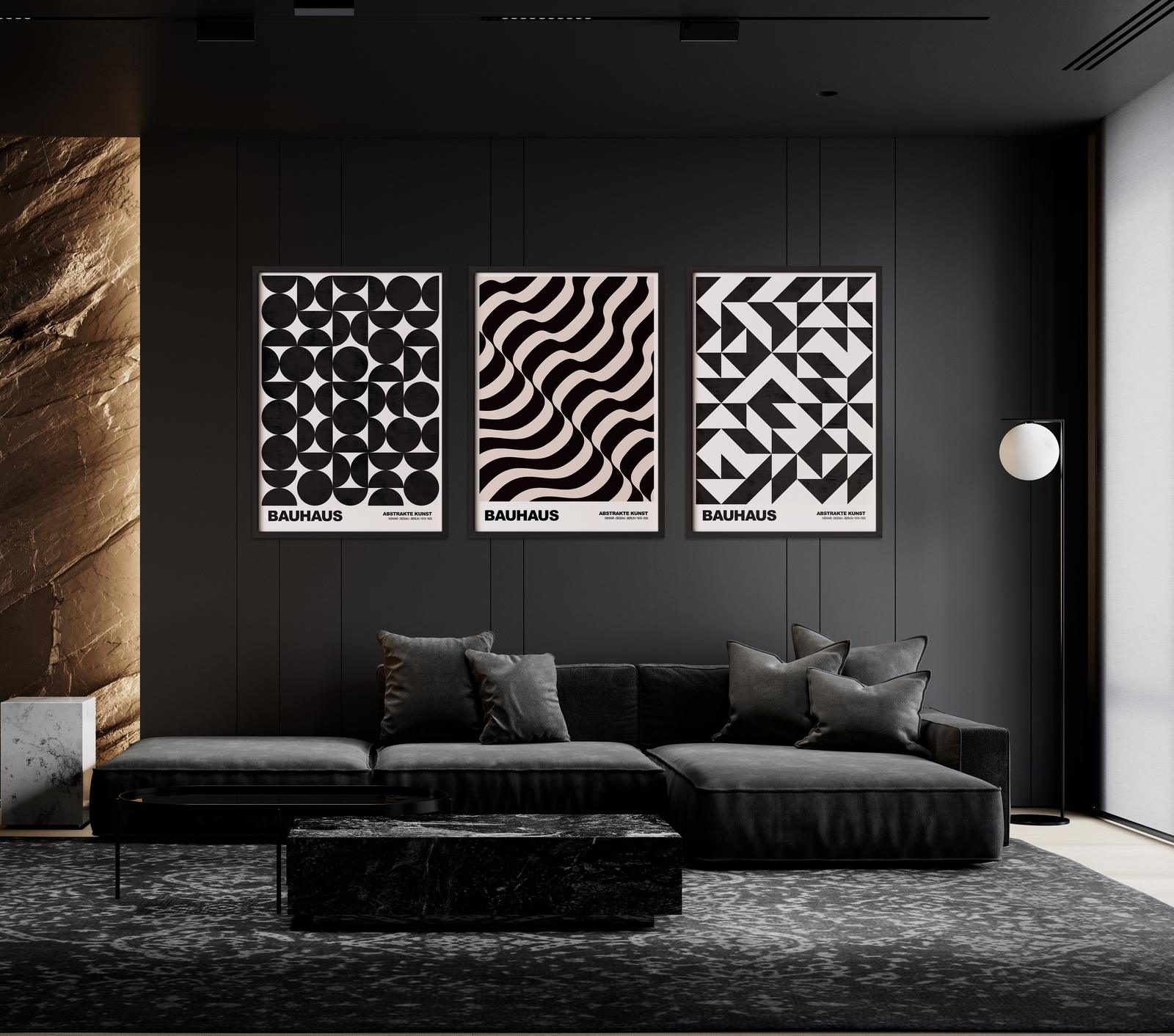 Poster - Bauhaus Abstrakt / Set av 3