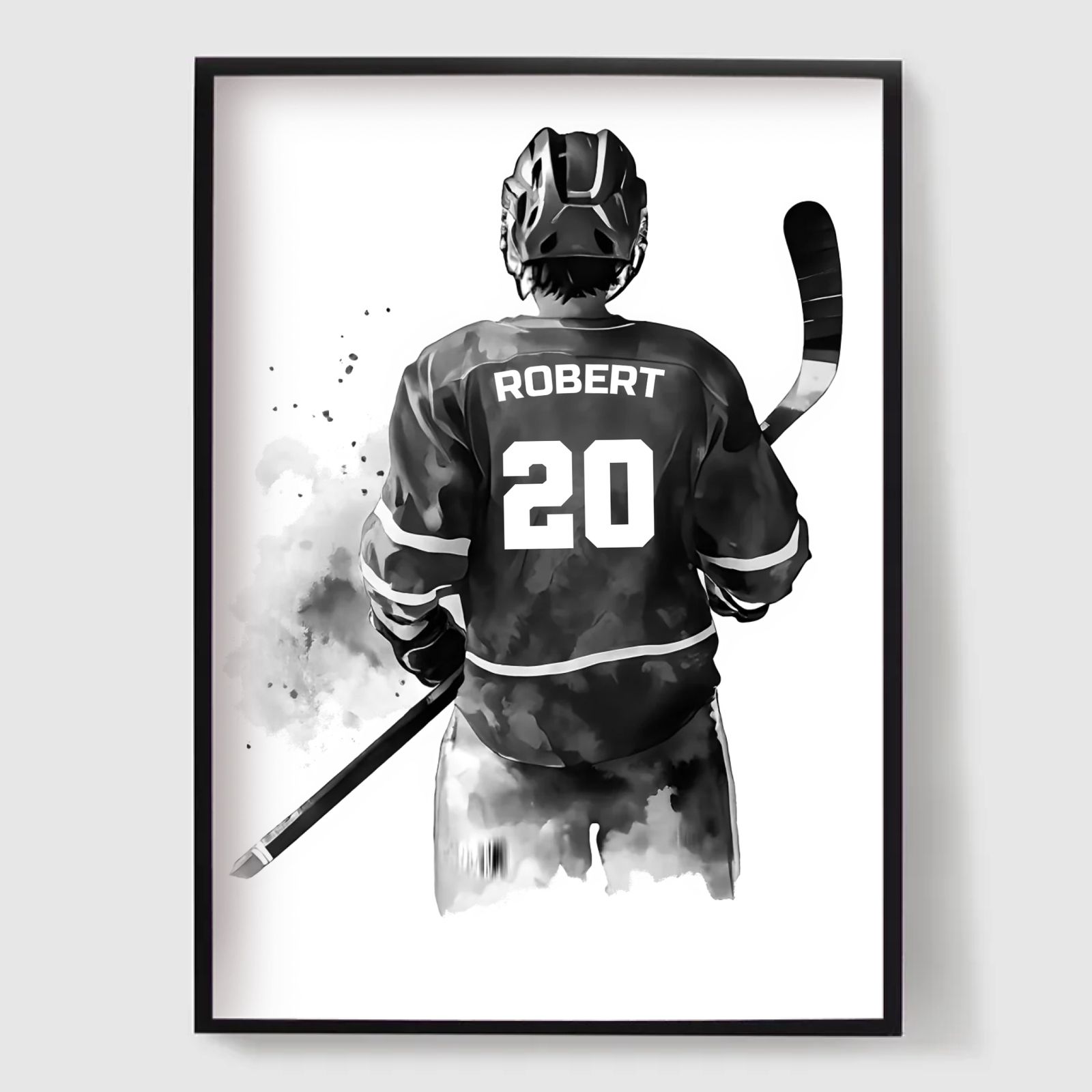 Personlig Poster - Akvarell Hockeytröja Namn & Nummer