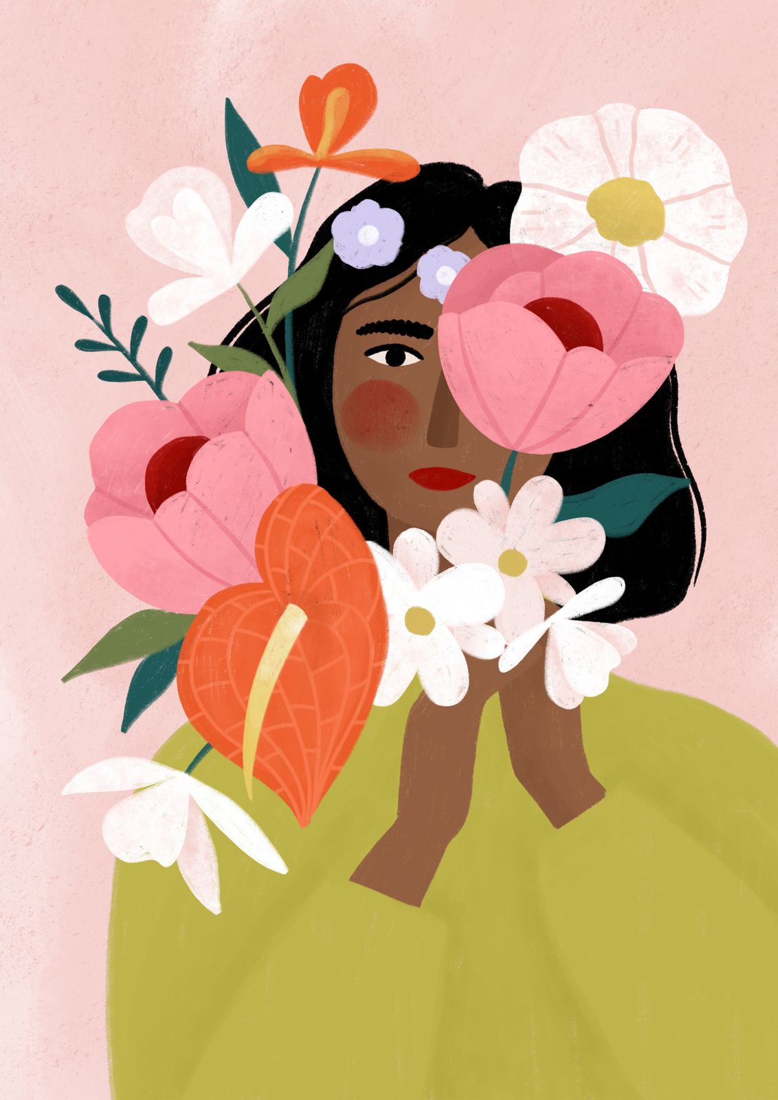 Poster - Blommigt Porträtt