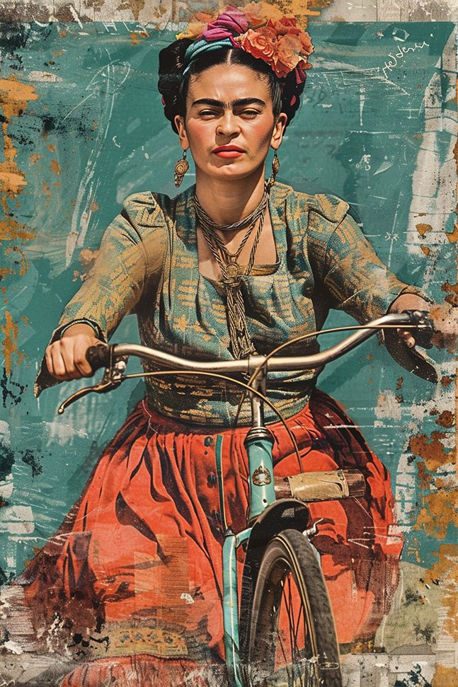 Poster - Frida på cykel