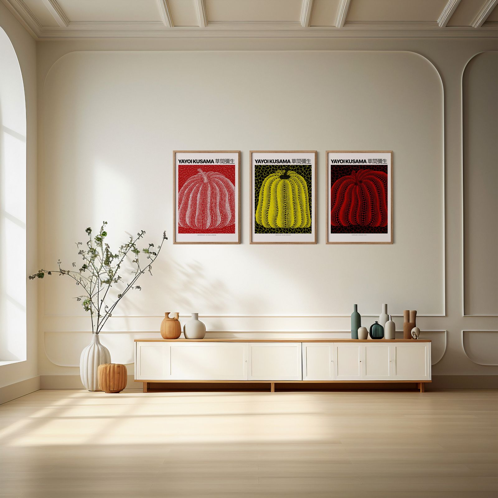 Poster - Yayoi Kusama Pumpkin Art / Set av 3