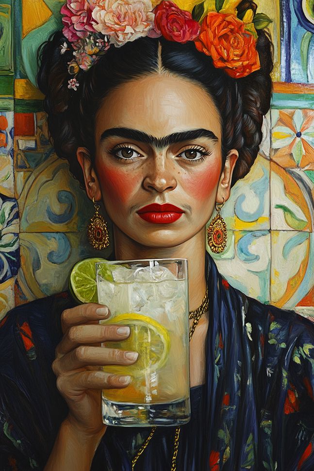 Poster - Frida Kahlo med Dryck