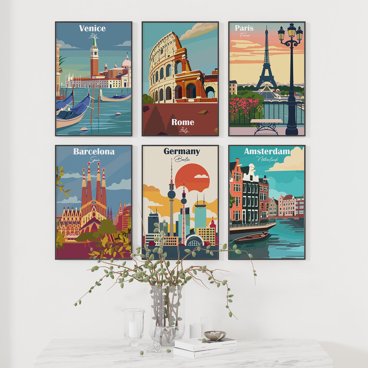 Poster - Europeiska Stadssilhuetter Samling / Set av 6