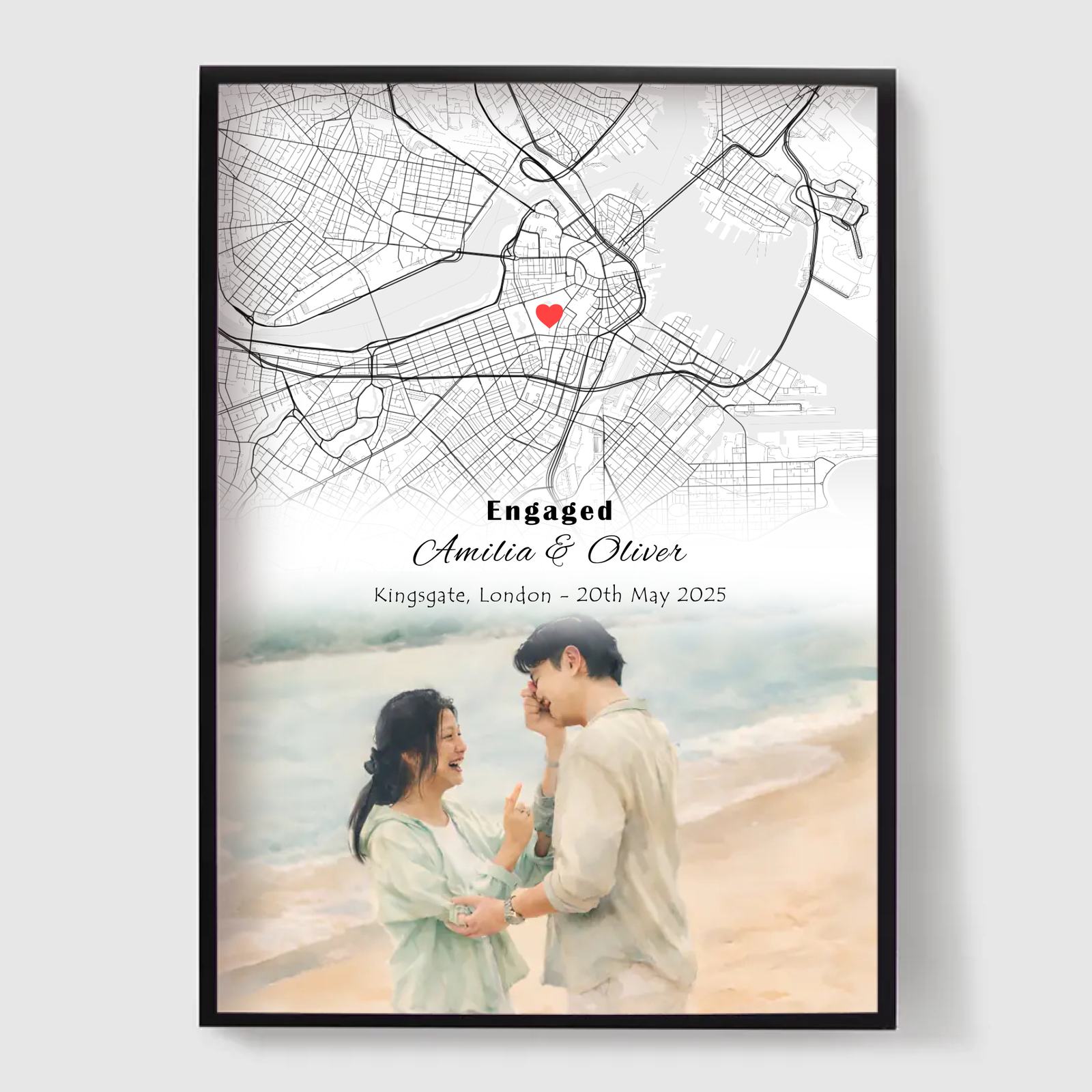 Personlig Poster - Förlovningskarta med Foto